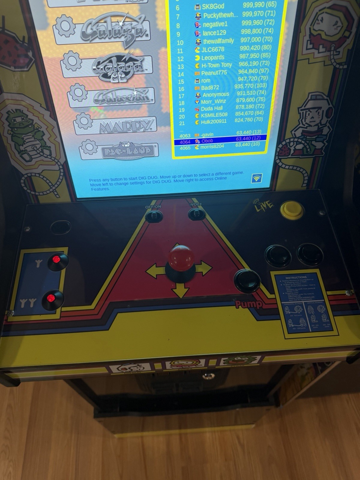 Arcade1Up Dig Dug Arcade 19” BuyStuff Screen Szabo’s Marquee Upgraded