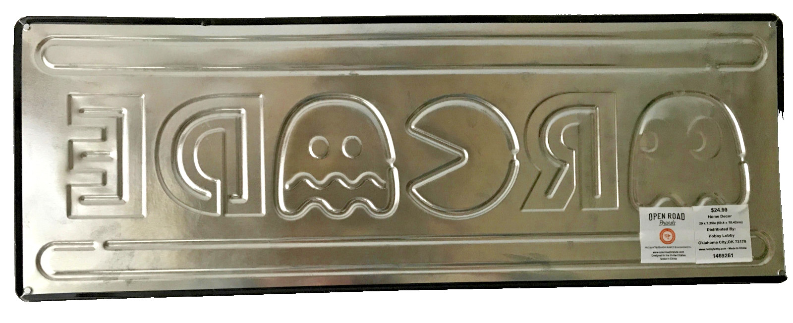 PAC-MAN ARCADE METAL SIGN – 7X20 IN.