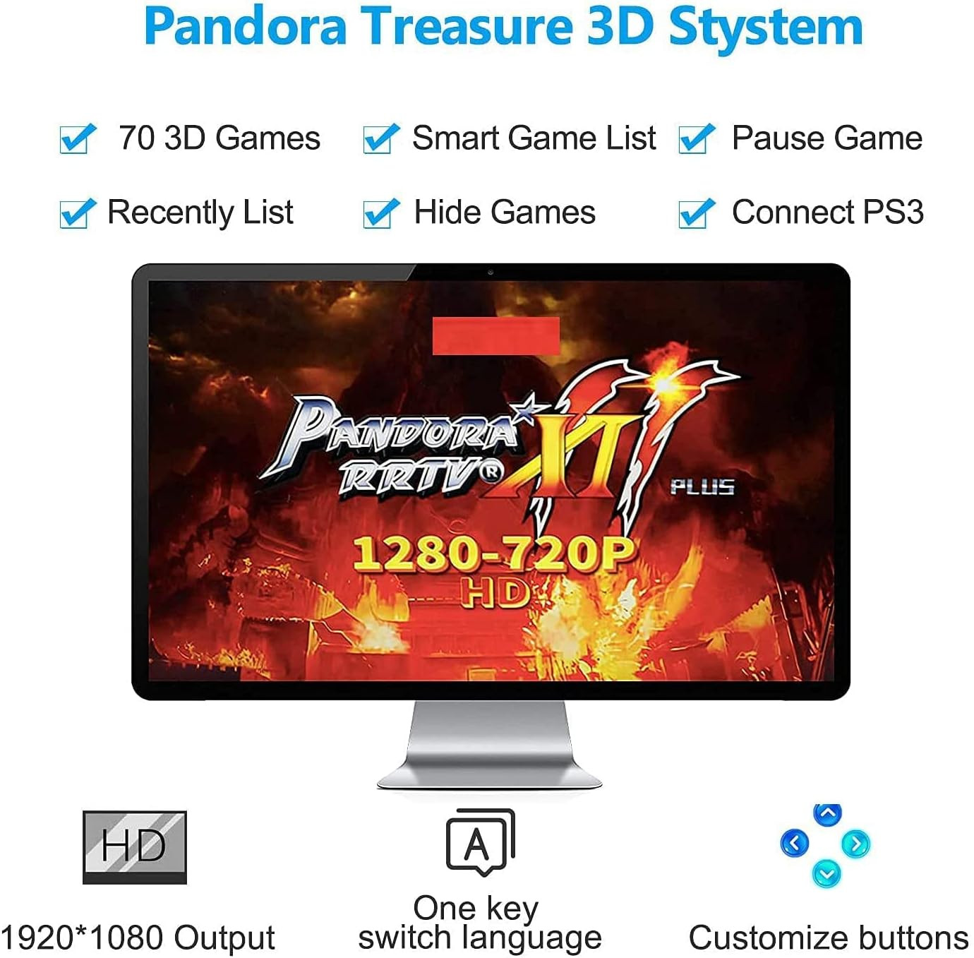 Pandora’S Box 11 Arcade Game Console, 30000 Games, 3D Support, Upgraded CPU, 4-P