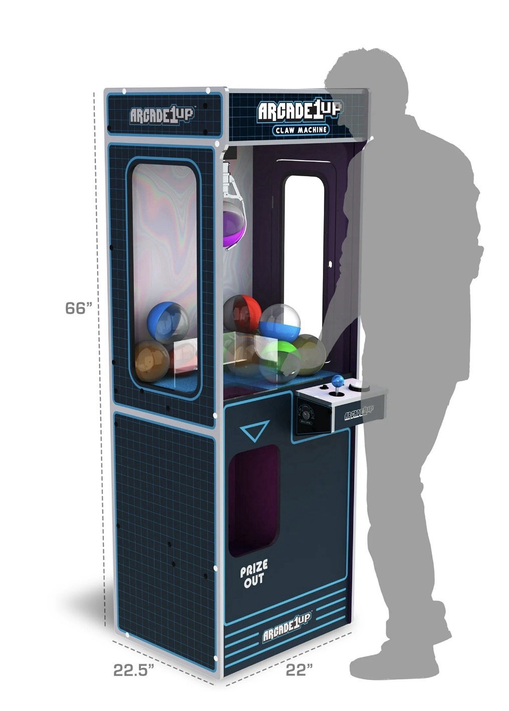 New Arcade1Up Full-Size Claw Machine 12 Capsules Light-Up Toys Games Arcade Fun