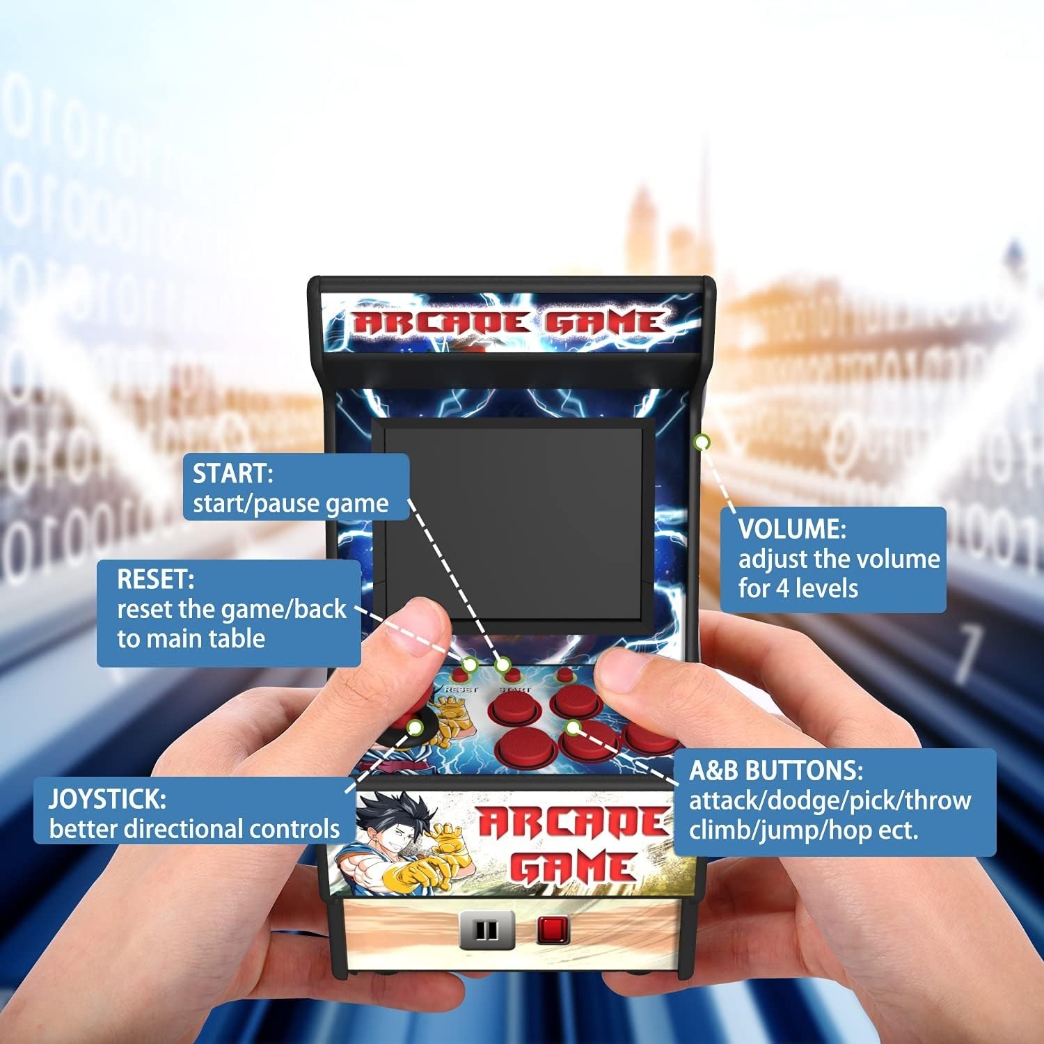 Mini Arcade Machine Built-in 156 Retro Games 2.8 Inch Screen Handheld