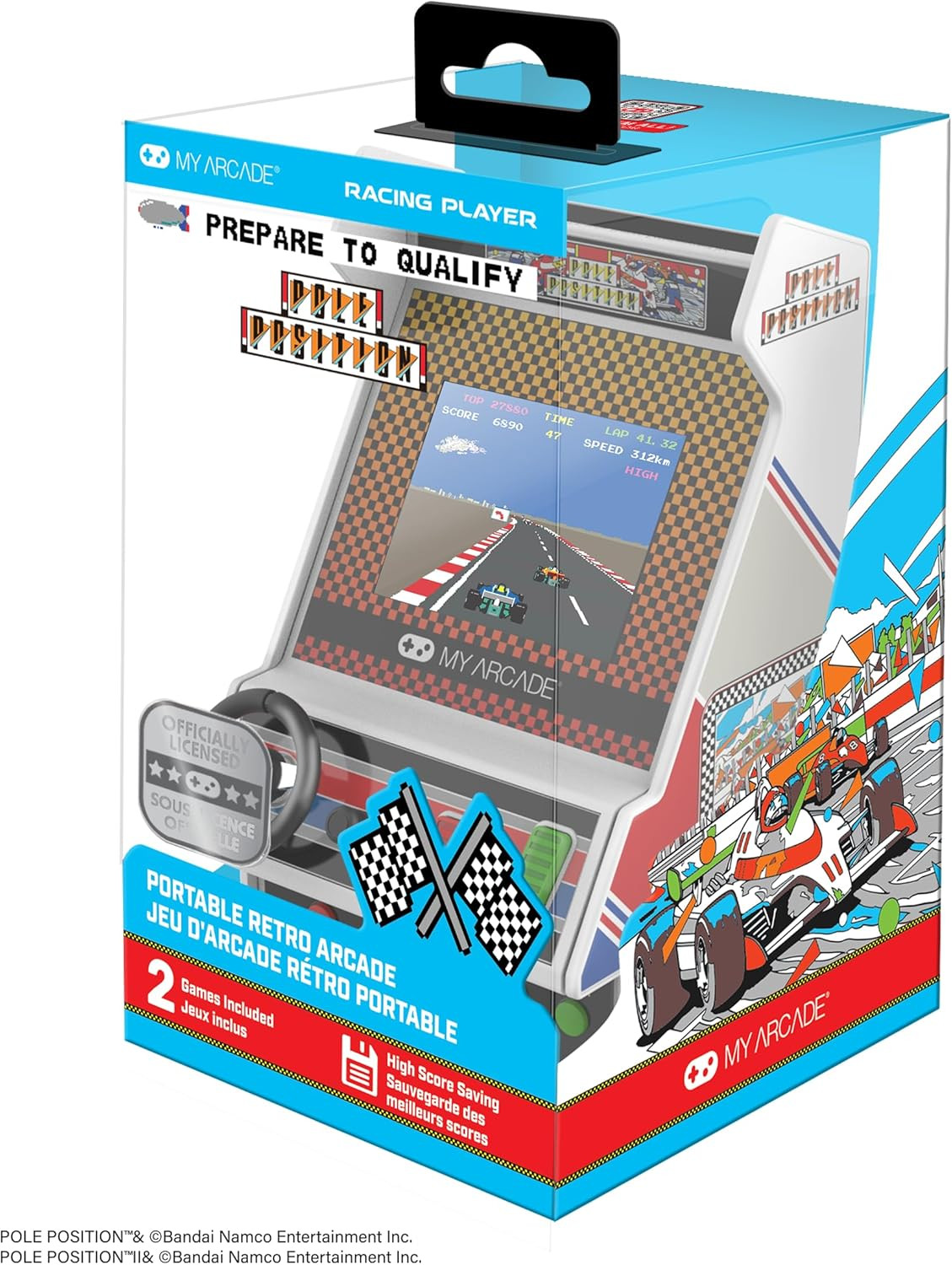 Pole Position Racing Player: Retro Mini Arcade Game Console with 2 Games, Real R