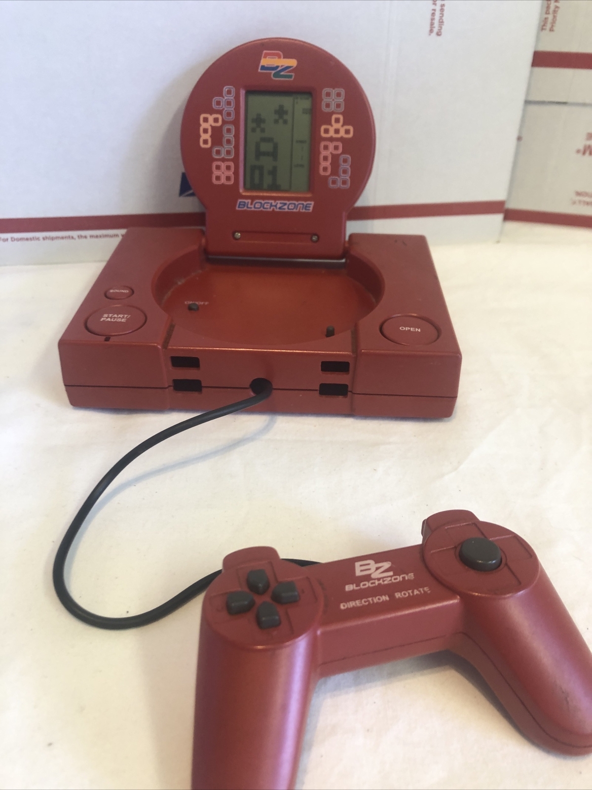 Retro BZ Blockzone Mini Handheld Portable Video Game Color Red Used