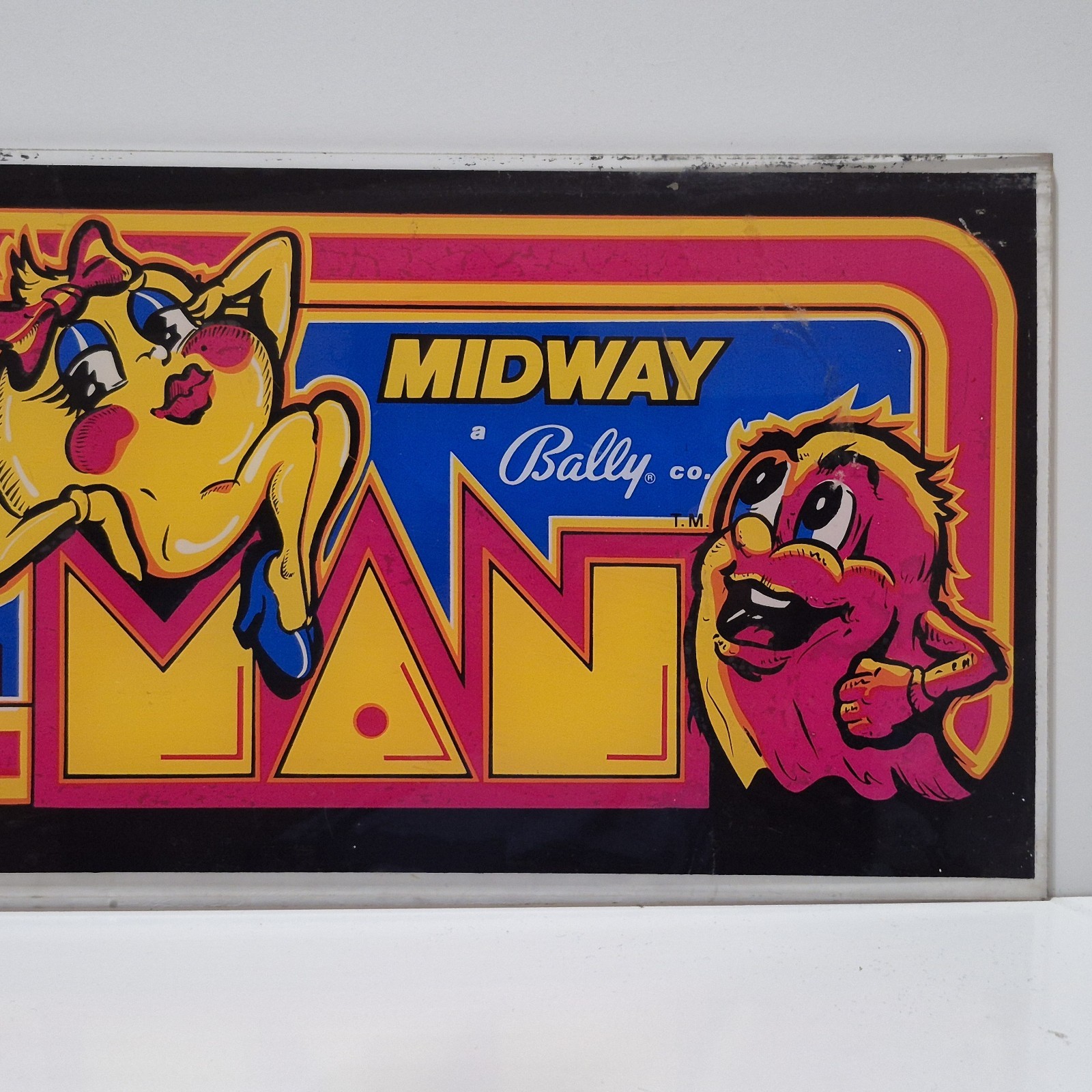 Vintage Ms. Pac-Man Video Game Arcade Sign Marquee Cabinet 1981 Midway Bally