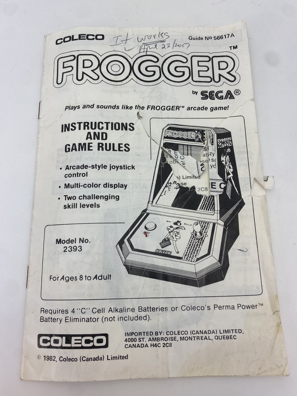 Frogger Vintage 1982 Mini Table Top Handheld Arcade Video Game Sega Coleco Works