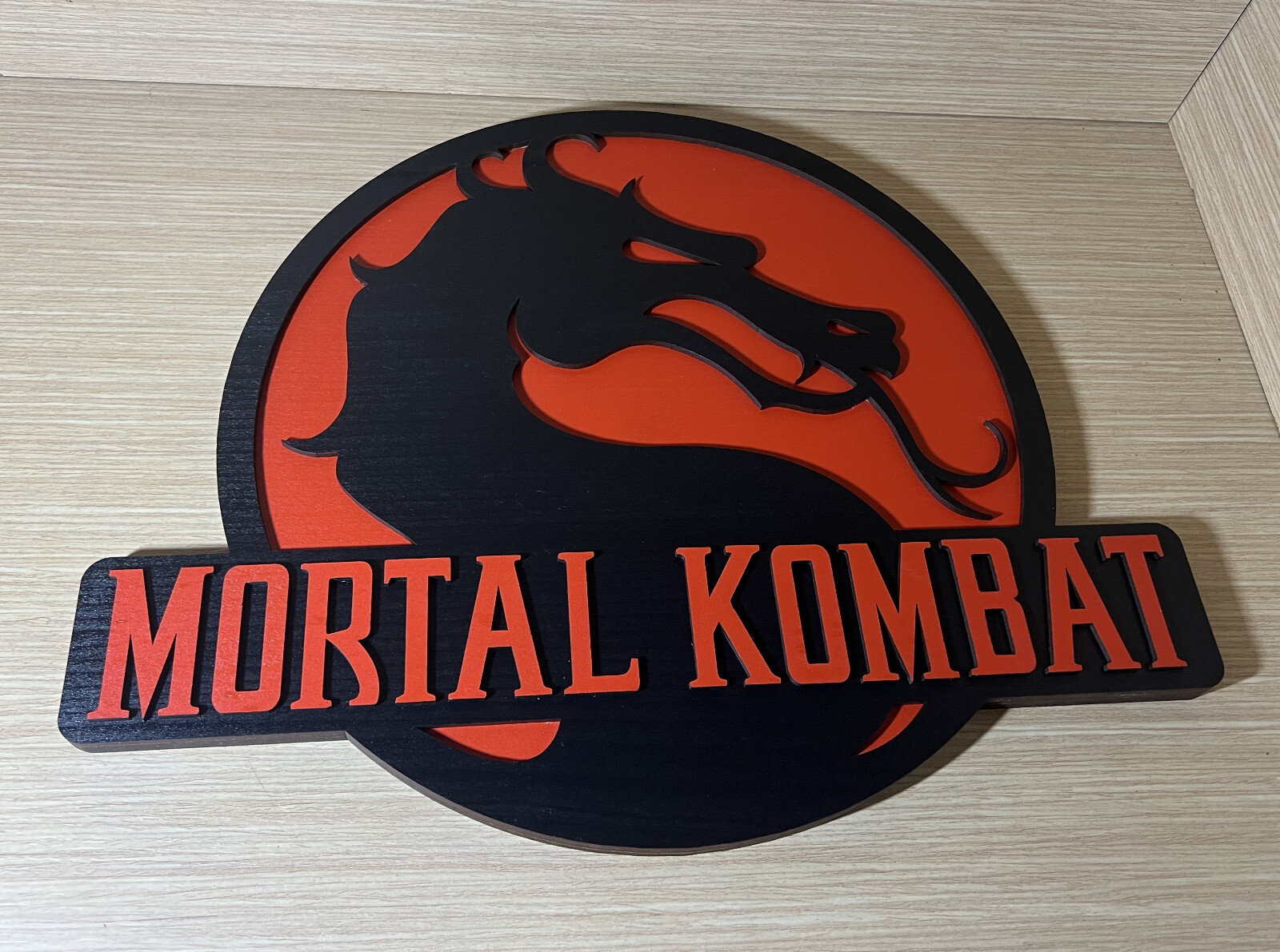 READ INFO- Logo Mortal Kombat Display Wood Wall Poster snes genesis xbox