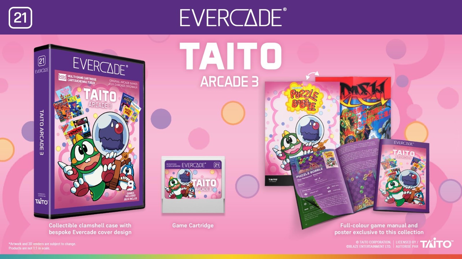 Retro Handheld Gaming Console – Blaze Evercade Taito Arcade 3, 20 Classic Games,