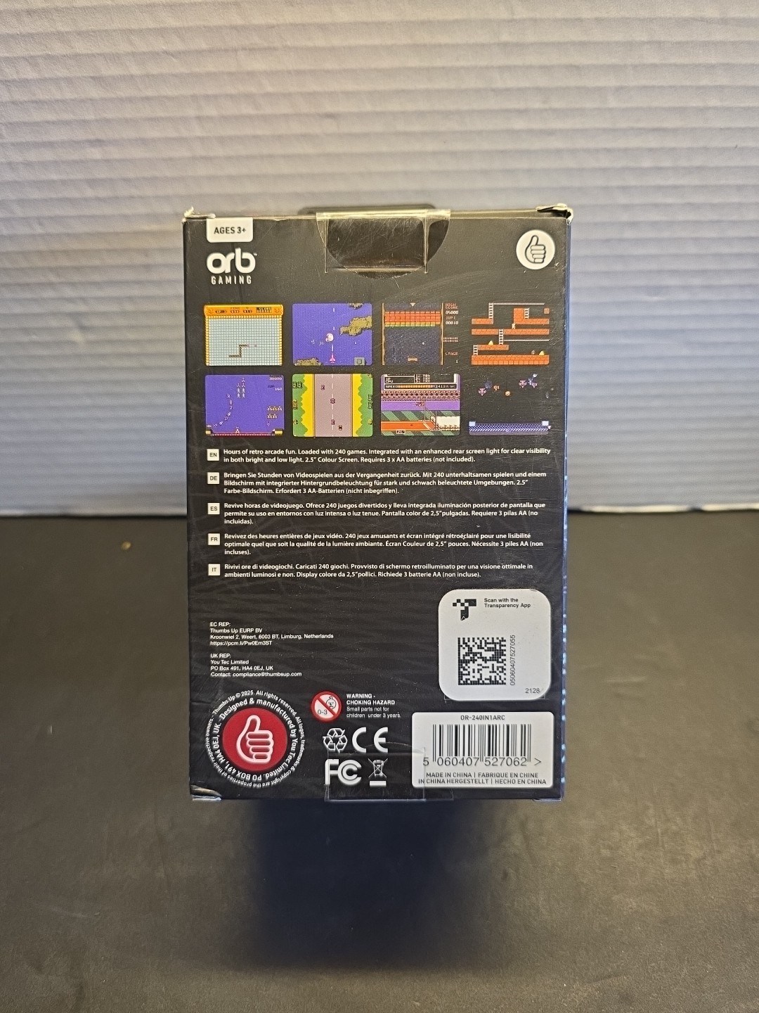 Orb Mini Arcade Machine 240 Built-In Games 8-Bit Retro Arcade Games 2.5” Screen