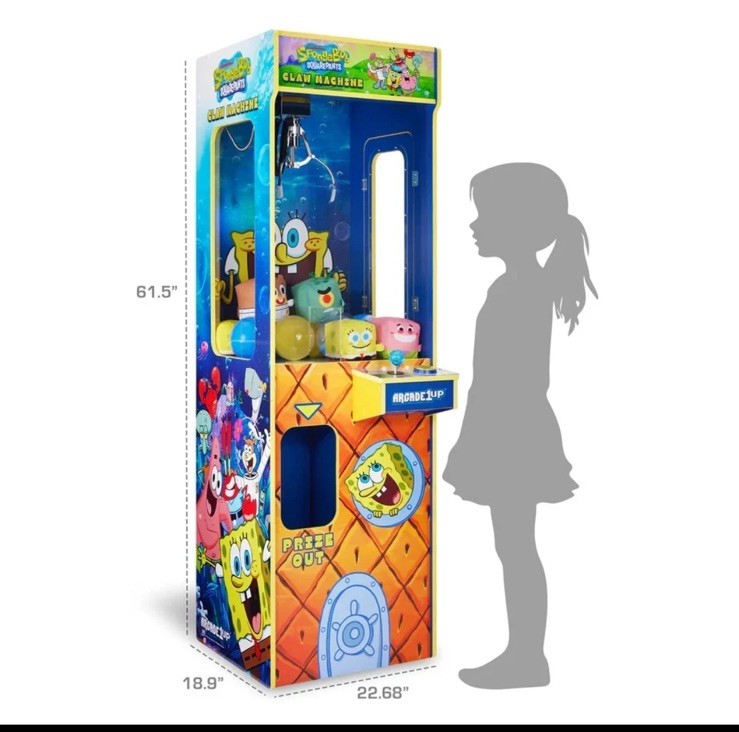 SPONGEBOB SQUAREPANTS CLAW CRANE GRABBER MACHINE ARCADE GAME ARCADE 1UP 5 FT NEW