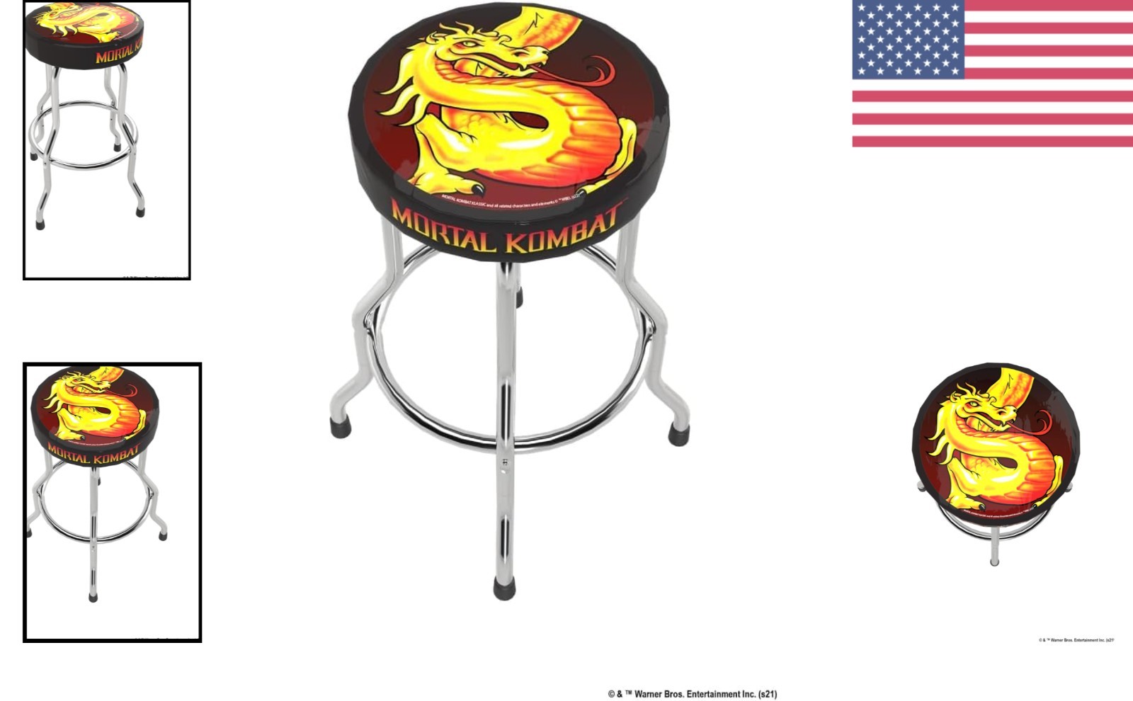 Midway Legacy Orin Edition Adjustable Stool Retro Gaming Chrome-Plated Steel