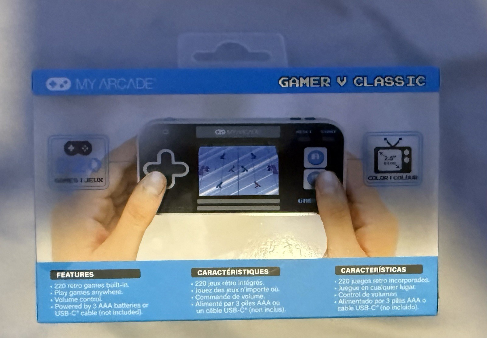 NEW My Arcade Gamer V Classic Black/Blue Portable Handheld Console 220 Games