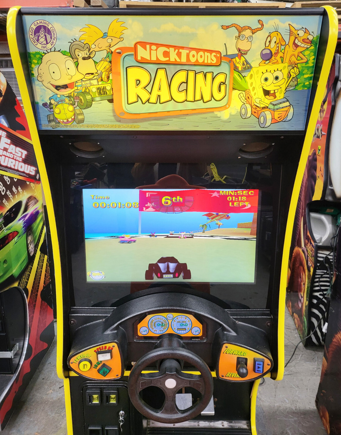 Nickelodeon Nicktoons Racing Arcade Sit Down Driving Racing Arcade 27″ LCD (#1)