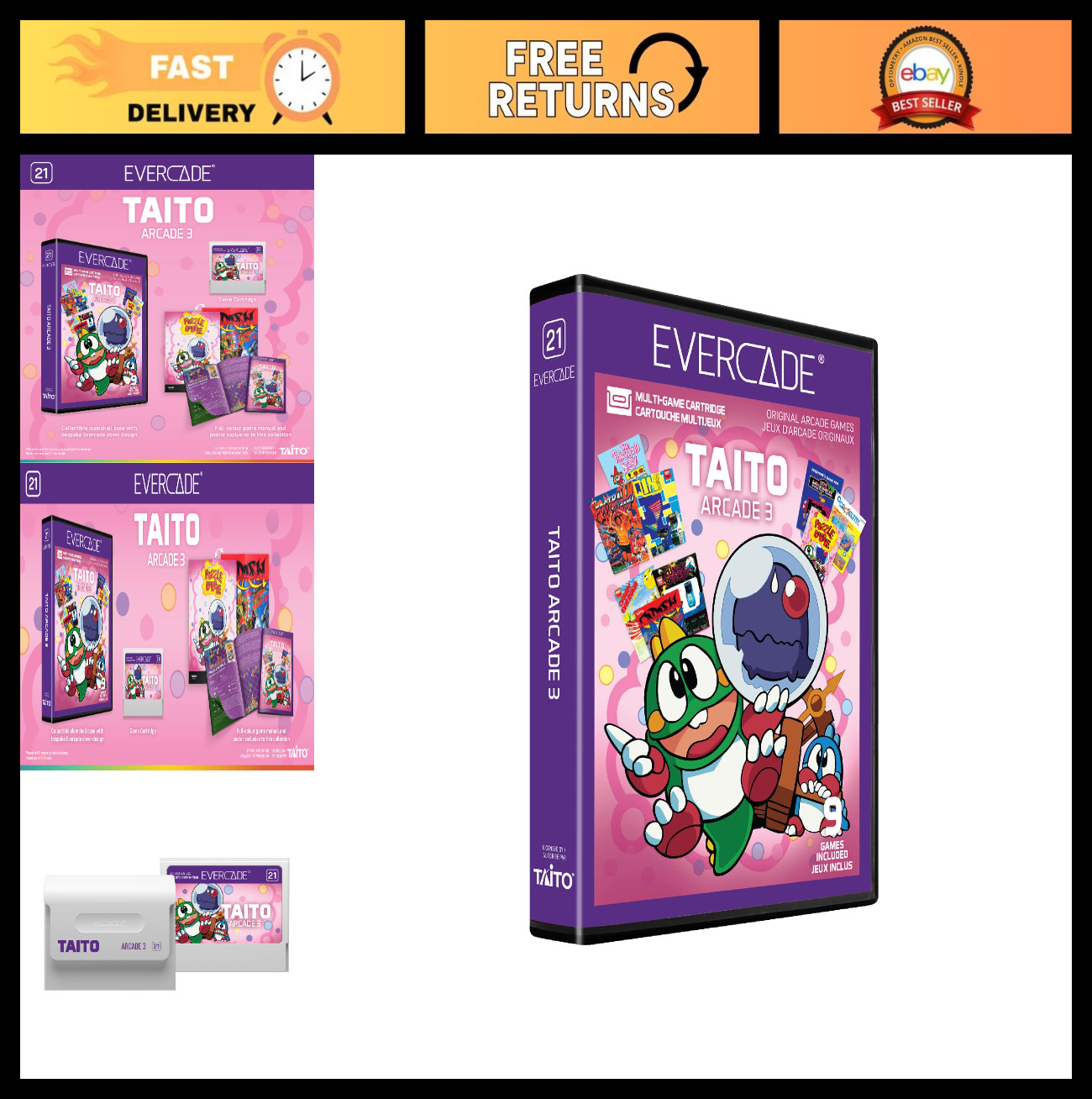Retro Handheld Gaming Console – Blaze Evercade Taito Arcade 3, 20 Classic Games,
