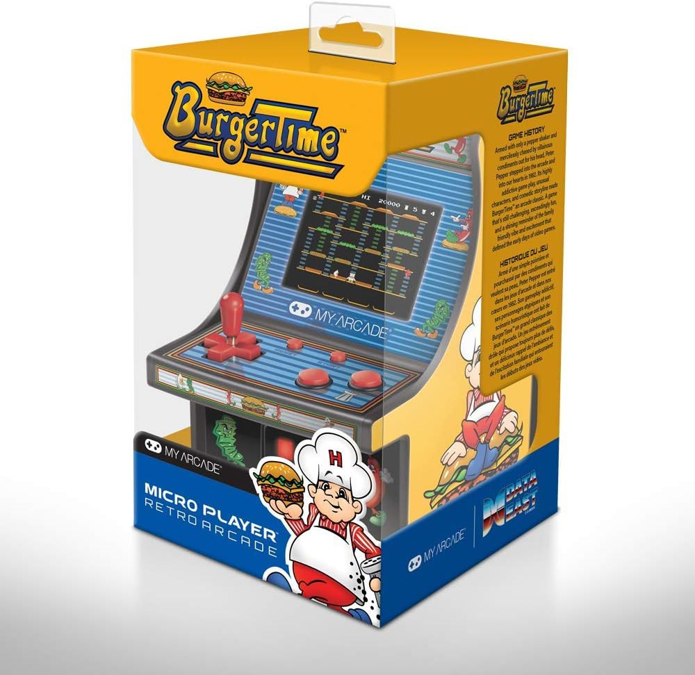 Burgertime Micro Player Mini Arcade Machine: Fully Playable, 6.75 Inch Collectib