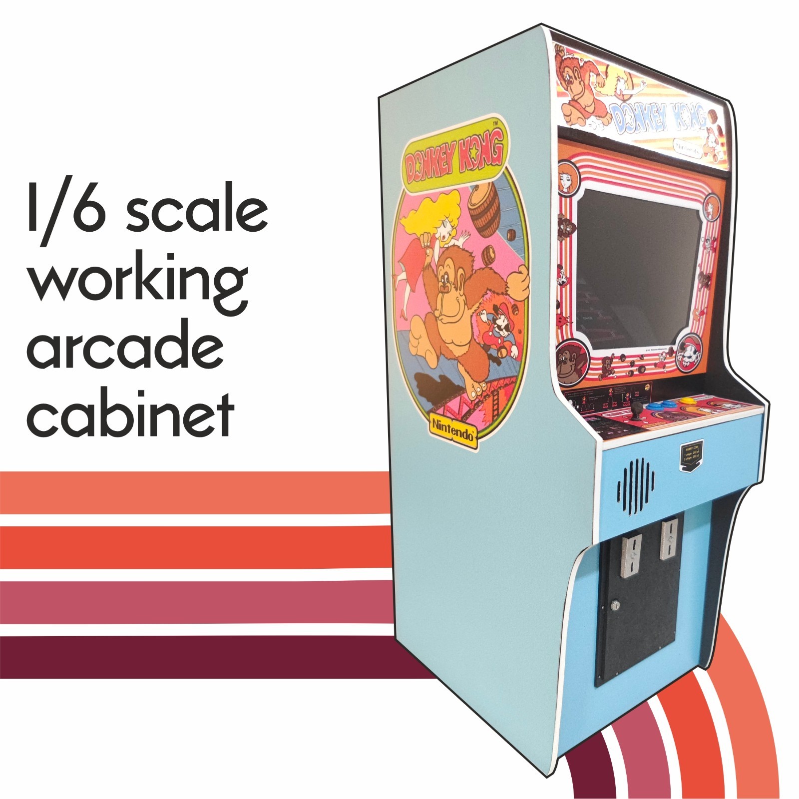 Donkey Kong 1/6 scale mini working arcade cabinet (Playscale, New Wave Toys).