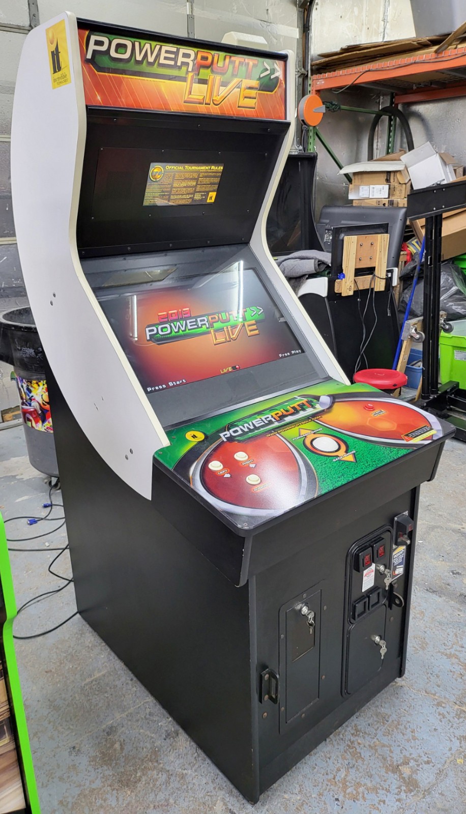POWER PUTT LIVE Mini Golf Full Size Sports 1-16 Player Arcade Game 27″ LCD