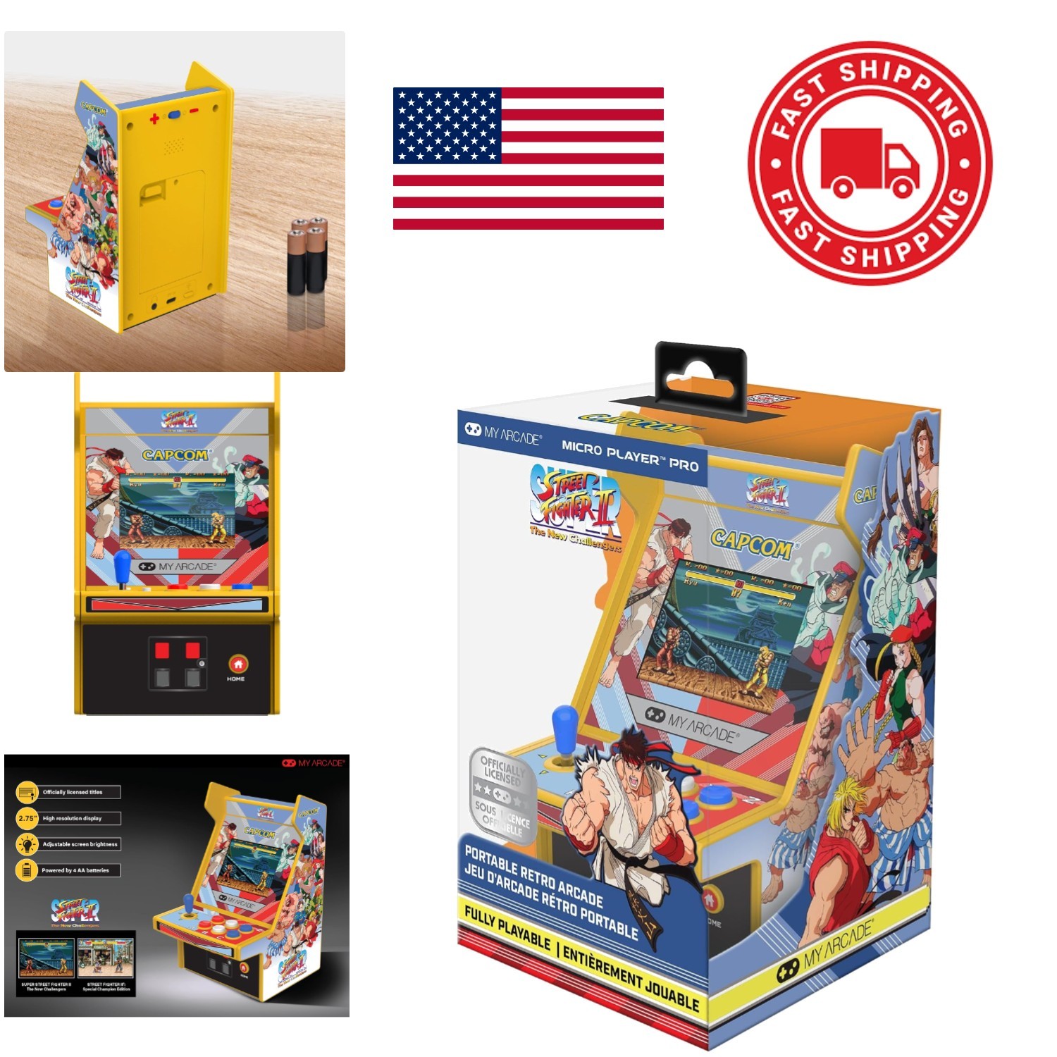 Super Street Fighter II Micro Player Pro Mini Arcade Game with 2.75 Inch Display