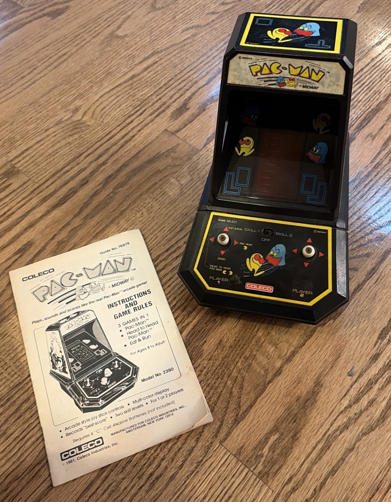 Vintage Coleco Pac-Man Tabletop Mini Arcade Game w/ Manual – tested, works
