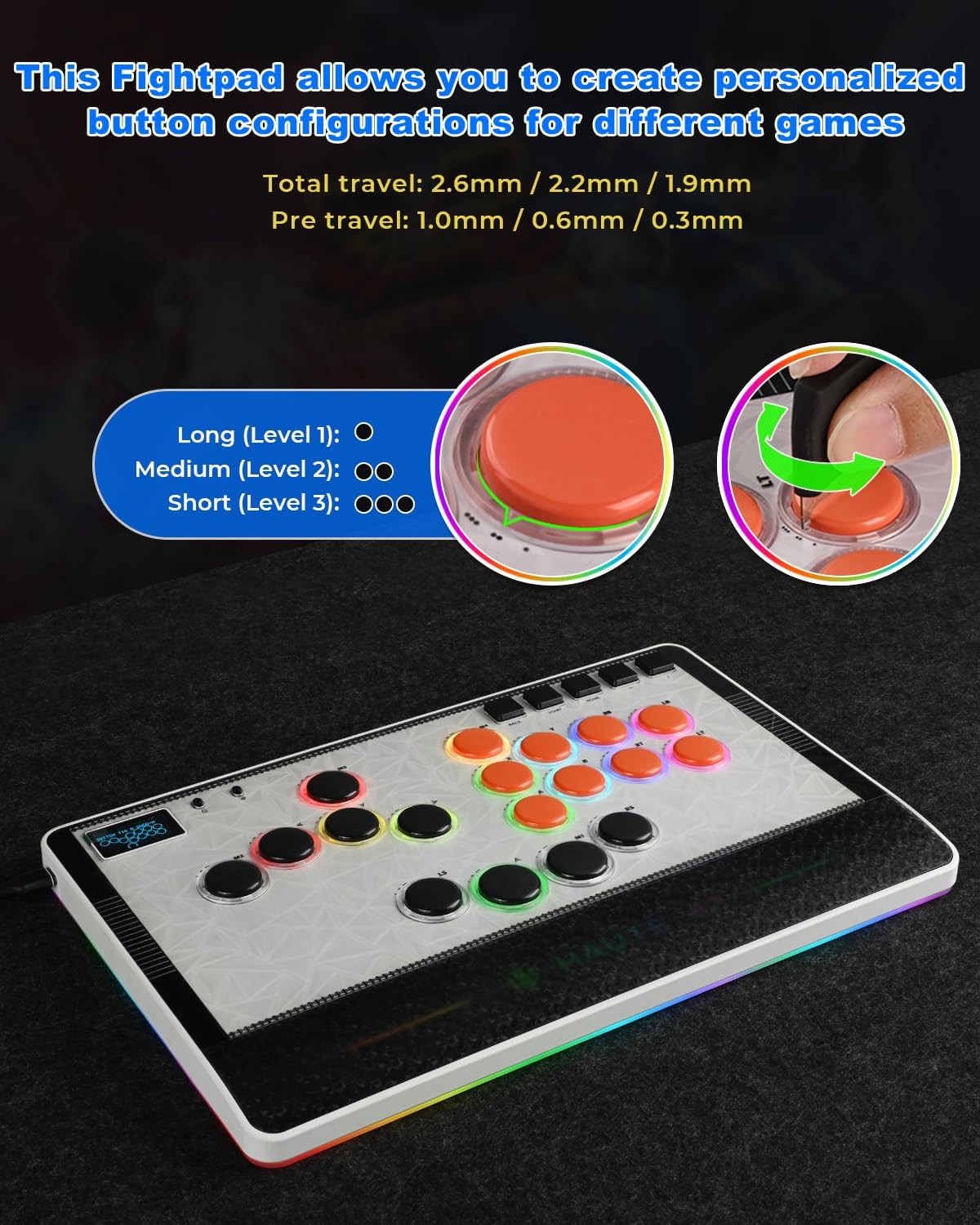 Haute42 Leverless Controller Arcade Stick: C-AT White