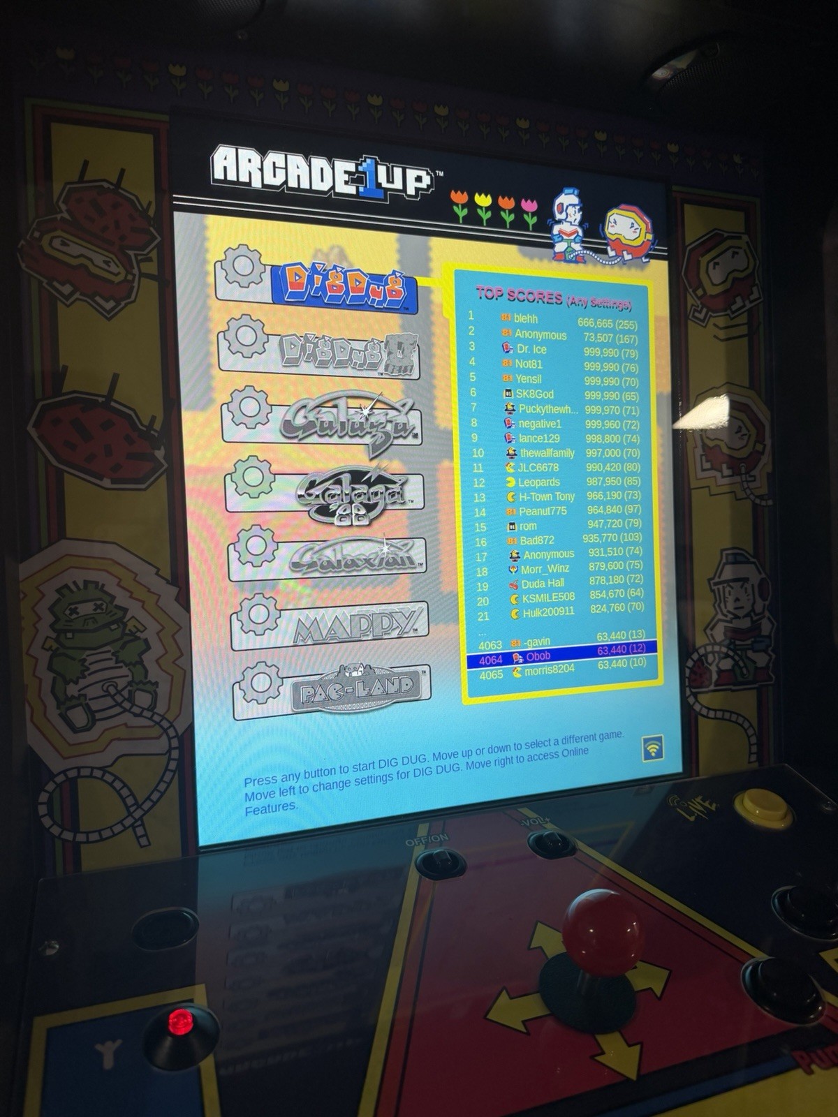 Arcade1Up Dig Dug Arcade 19” BuyStuff Screen Szabo’s Marquee Upgraded