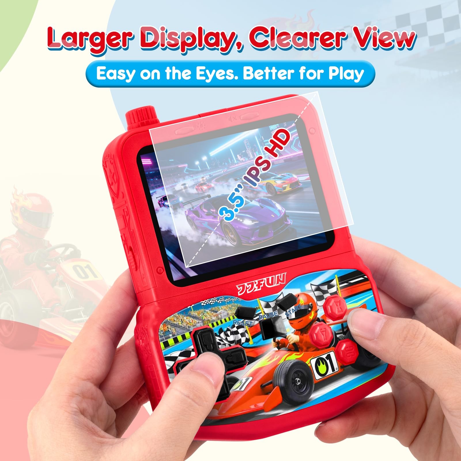 VOLGUARD II Kids Handheld Game Console with 220 Preloaded Retro Video Red