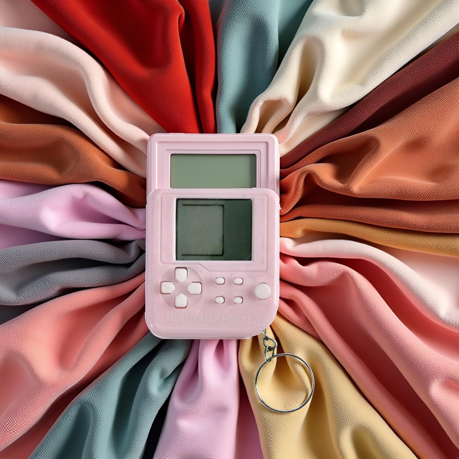 New Nostalgic Small Handheld Keychain Game Machine 1 x 1 x 0.2 inches, Pink