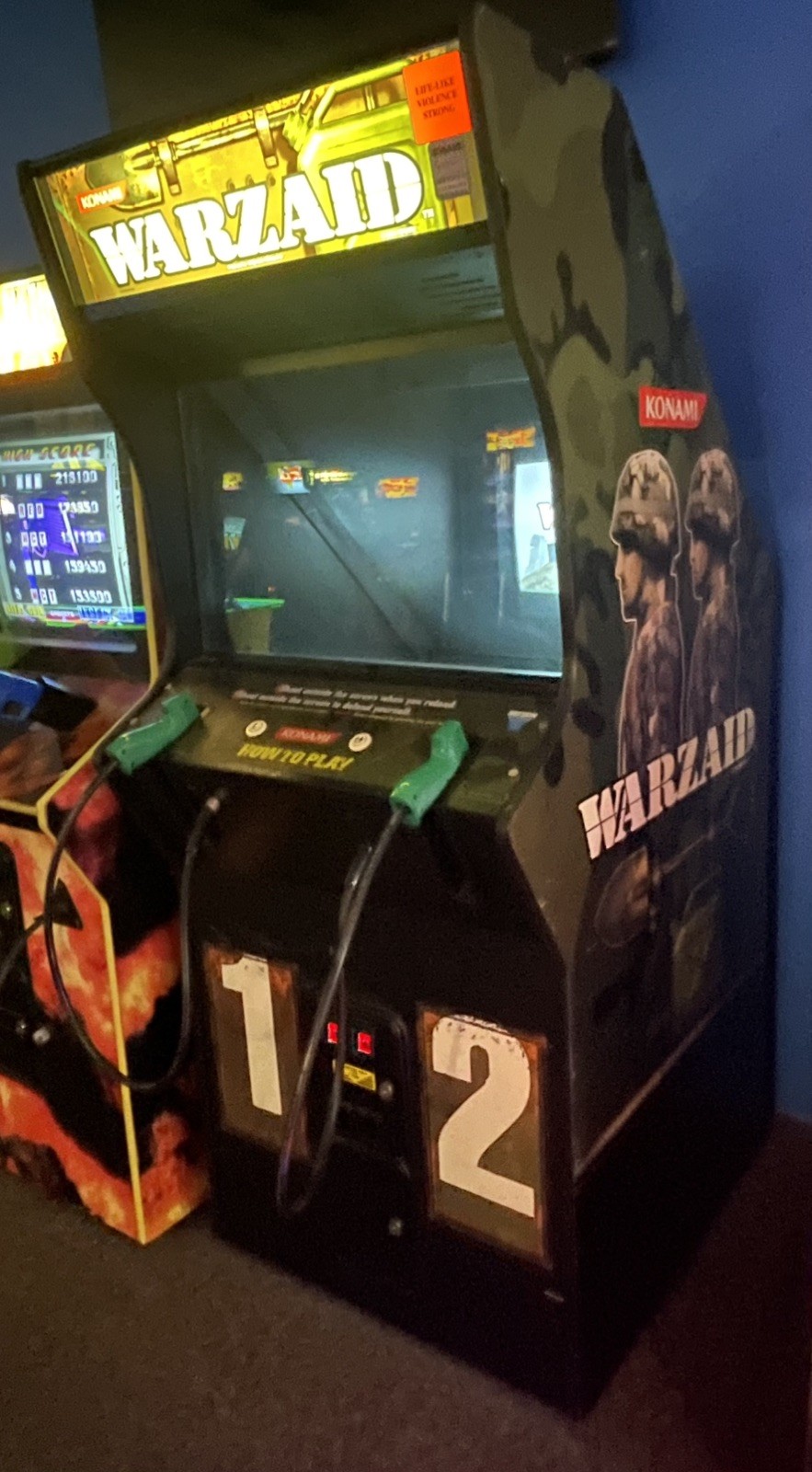 Rare HTF Working Konami Warzaid Arcade Shooting 2 Player Gun Video Game
