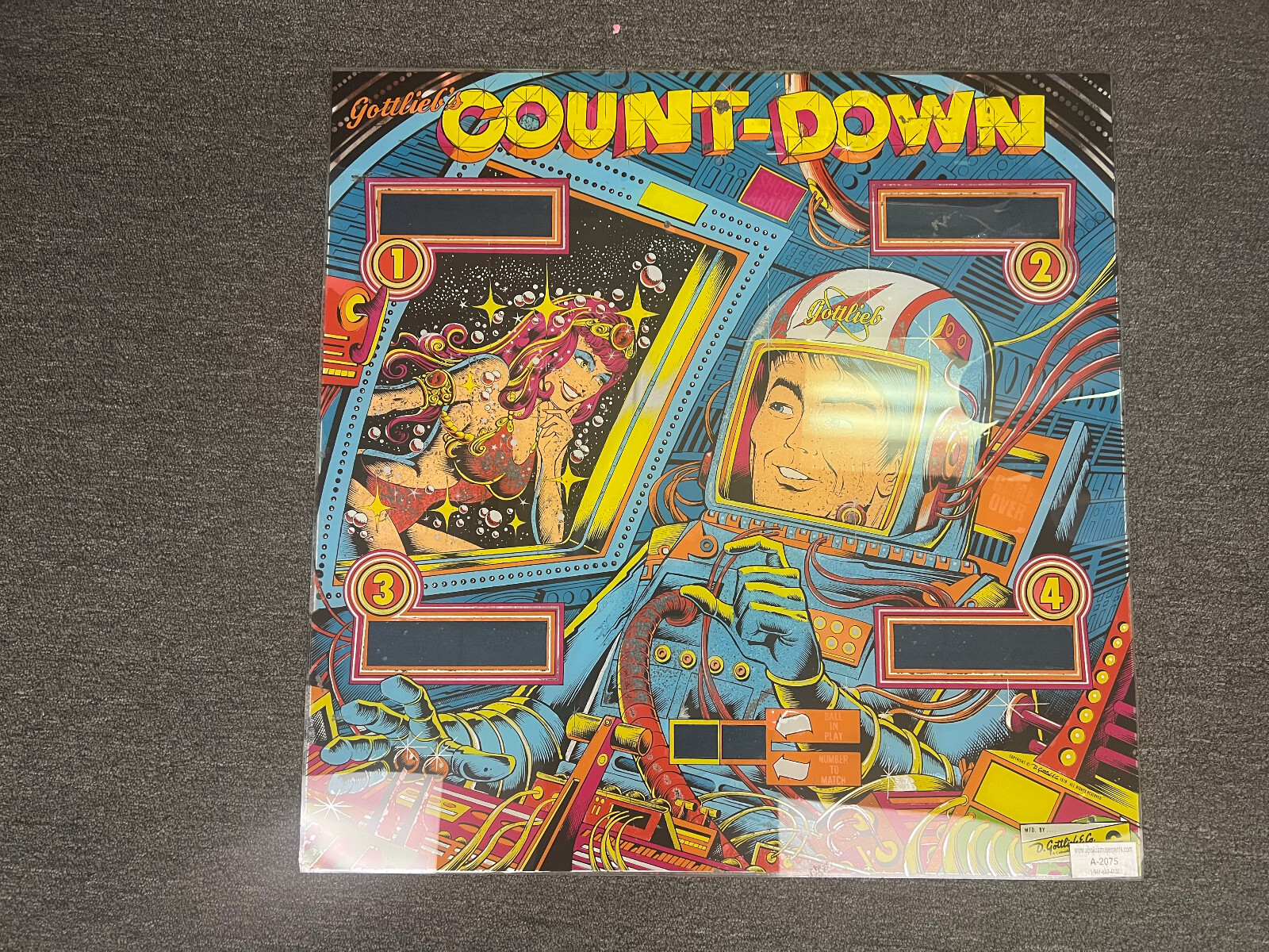 COUNTDOWN Pinball BACKGLASS by GOTTLIEB 1979