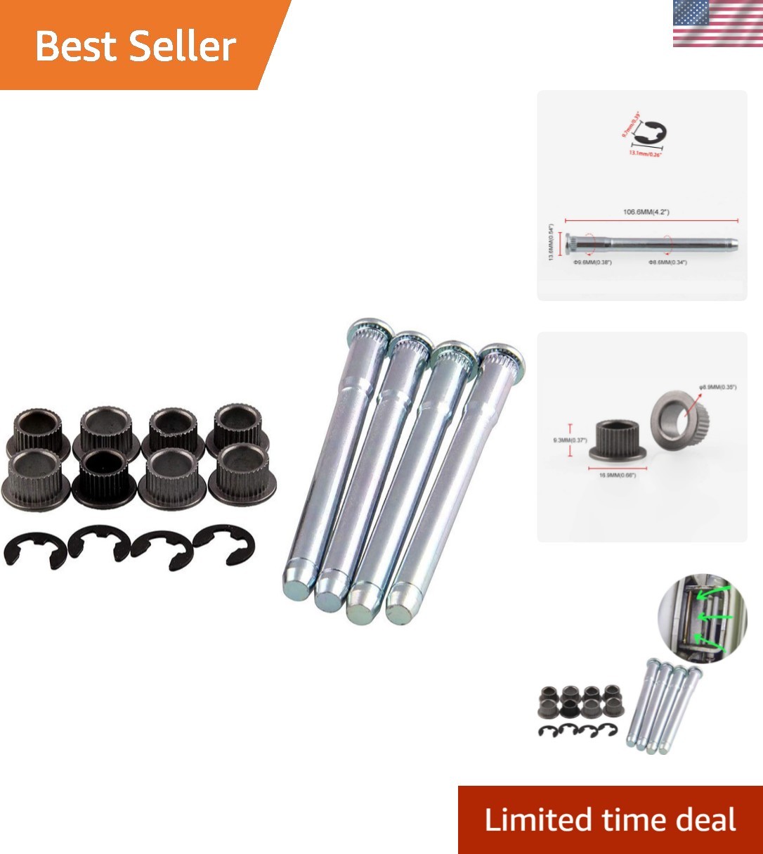Zinc Steel Door Hinge Kit for Smooth Operation in Chevy S10 & GMC S15 Vehicles