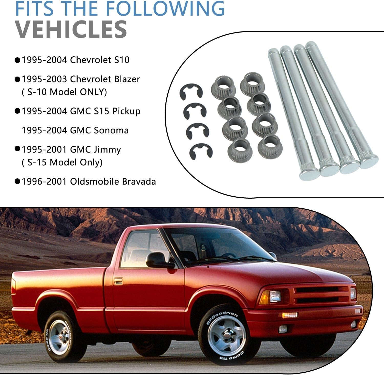 Door Hinge Pin and Bushing Kit for 1994-2004 Chevy S10 and GMC Models