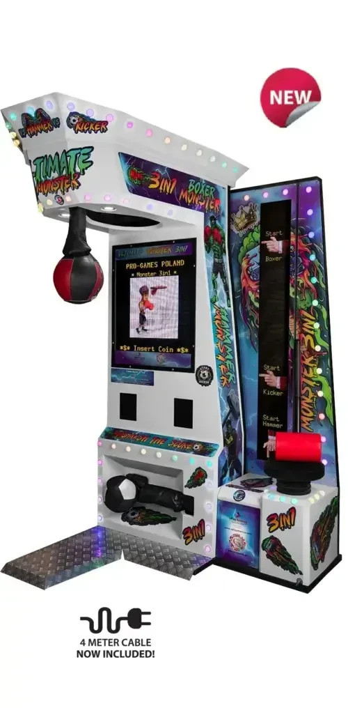 Pro Games Monster 3in1 Boxing Machine Arcade Game – Monster 3-1 Boxer in White
