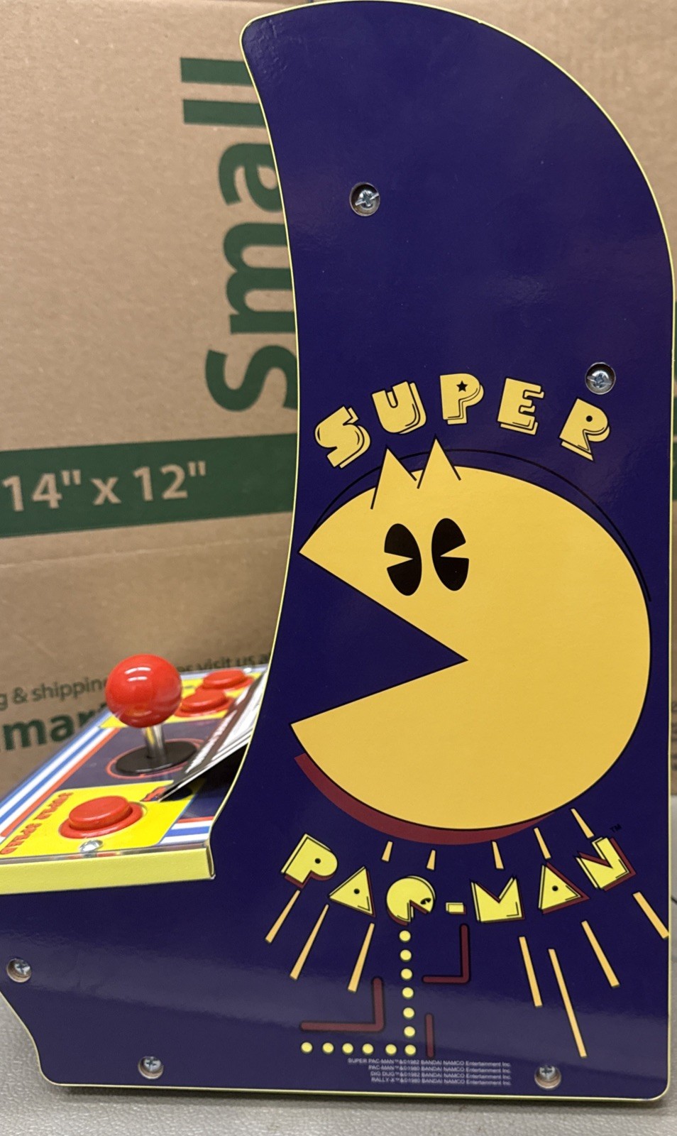 1982 – Super PAC-MAN Arcade 1UP Counter-Cade – GUC – With Manual – Power Adapter