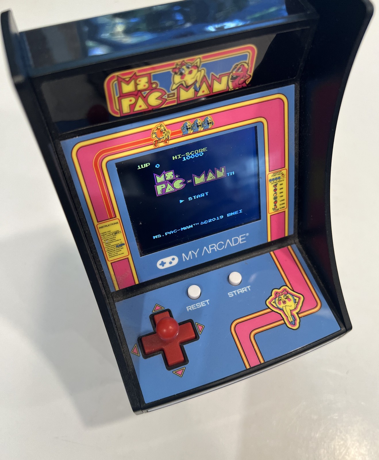 Ms. Pac-Man My Arcade 7” Mini Arcade Machine Video Game Bandai Namco ~ Working