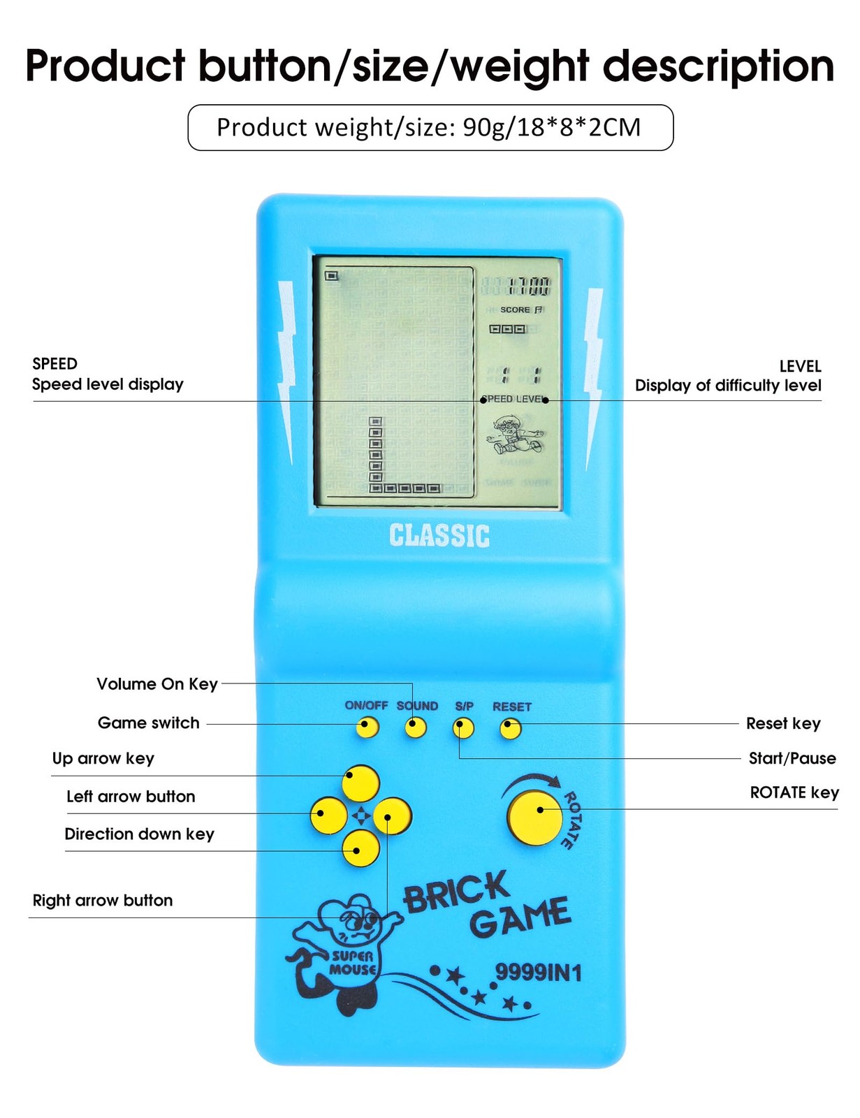 HLF 3.5-inch Large Screen Retro 7.1 inches x 3.15 x 0.79 inches, Blue