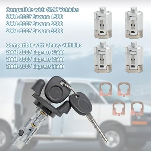 Ignition Switch Lock Cylinder With 4 Door Lock Cylinder Compatible With Chevy