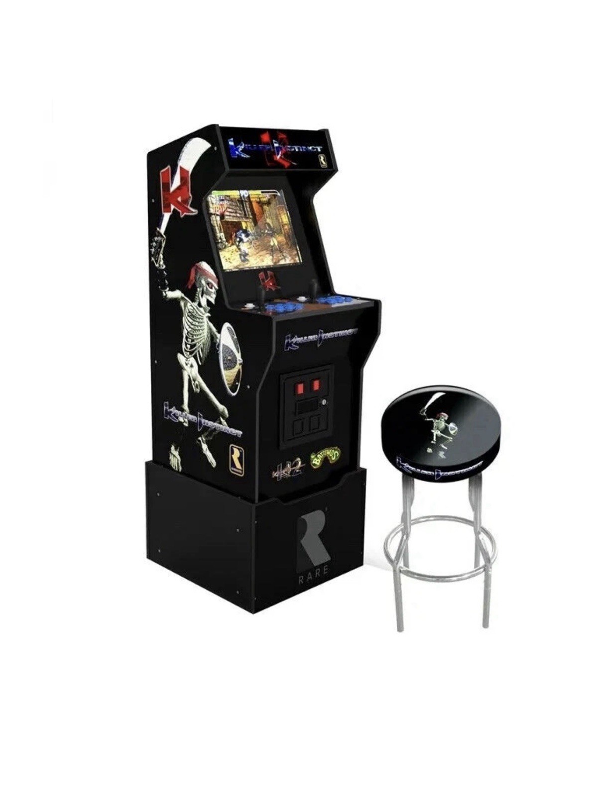 Rare Killer Instinct Arcade Machine with Stool Collectible Video Arcade