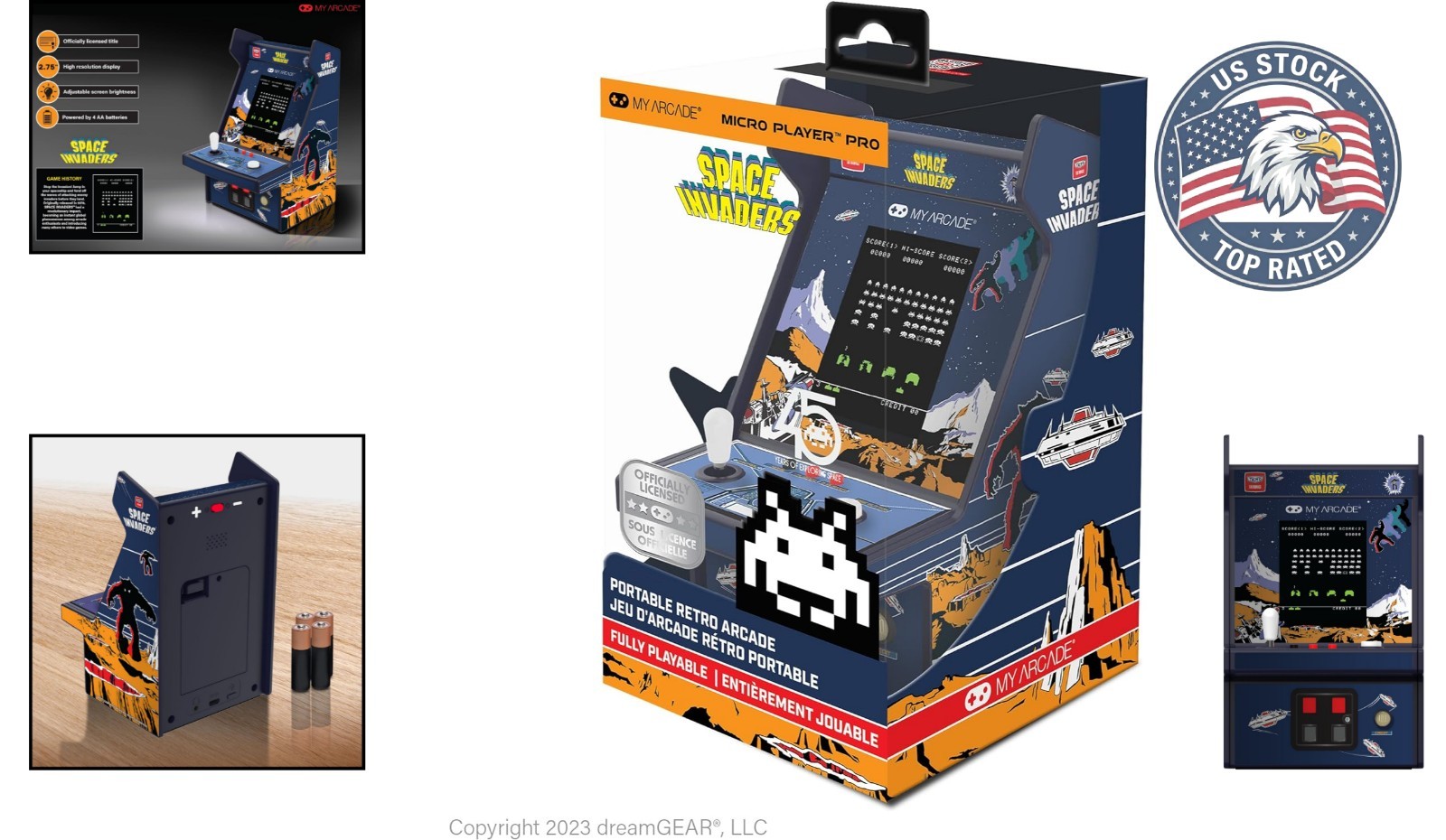 Portable Space Invaders Arcade – 6.75″ Mini Gaming Console with Built-in Speaker