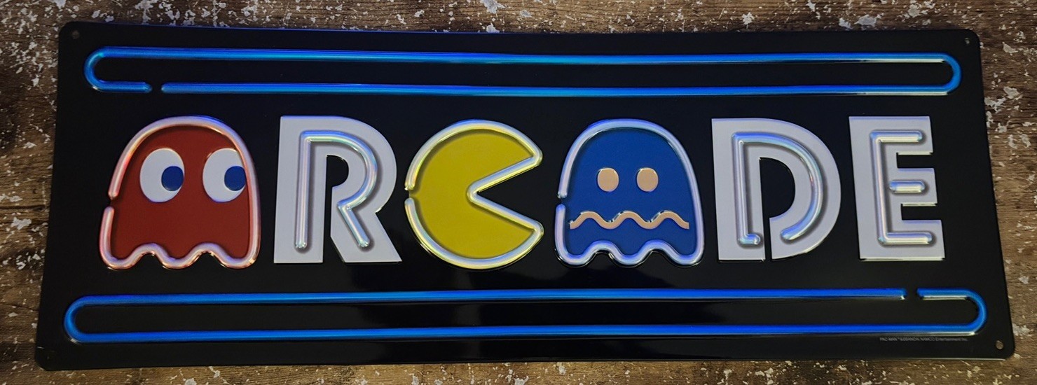 PAC MAN MS ARCADE GAME METAL COOL SIGN VINTAGE LOOK VIDEO PINBALL COIN AMUSEMENT
