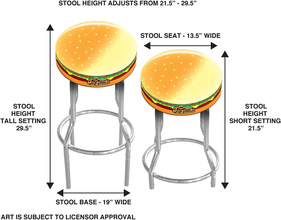 ARCADE1UP Stool Adjustable Height 21.5 Inches to 29.5 Inches (Burger Time)