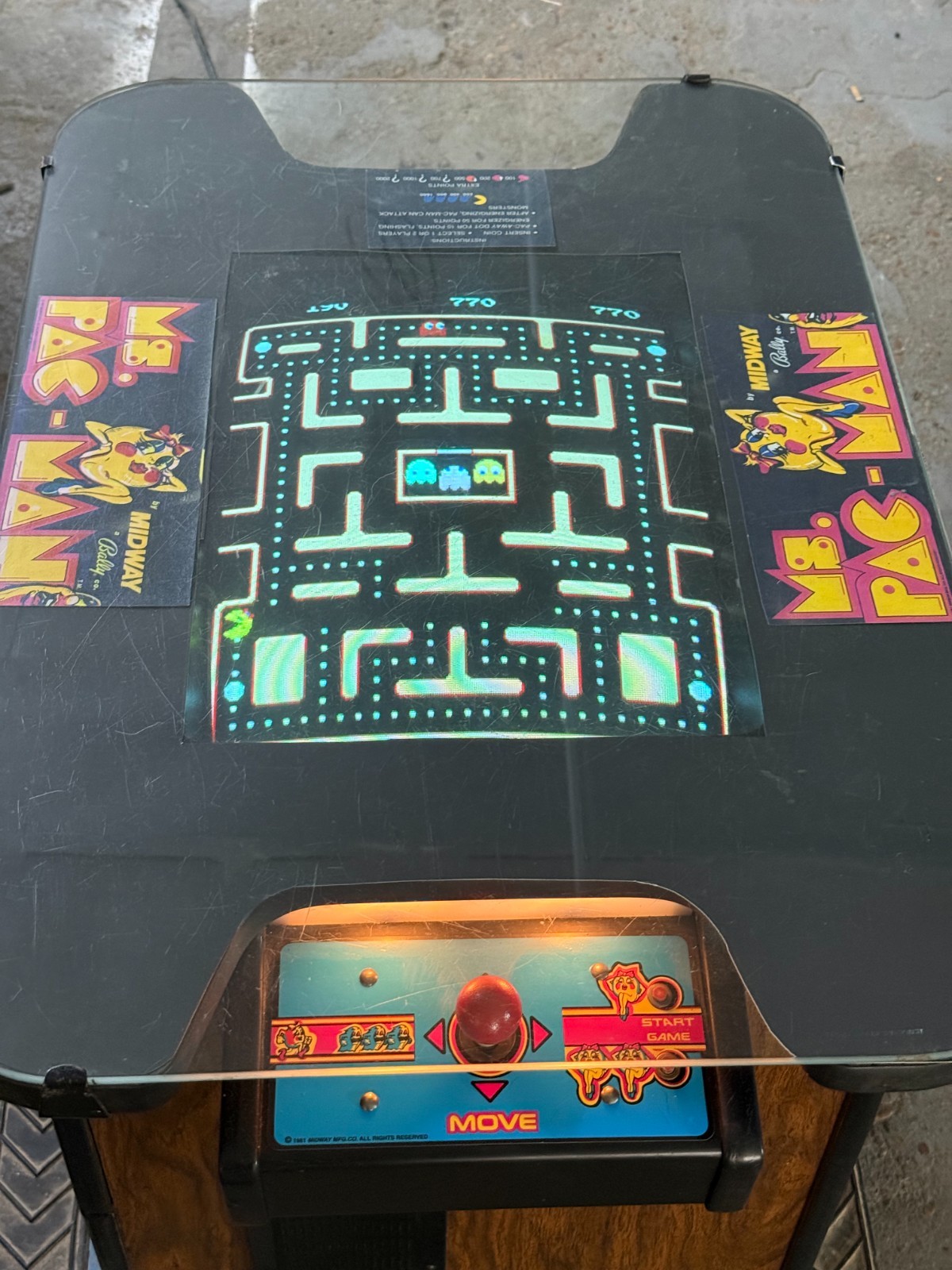 Ms. Pac-Man Cocktail Arcade Table – Speed-Up Version – Fully Restored – 100% Wor
