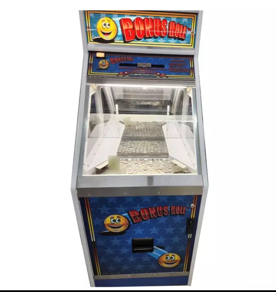 Bonus Hole Quarter Coin Pusher Slider With Bill Acceptor Arcade Machine Game NEW