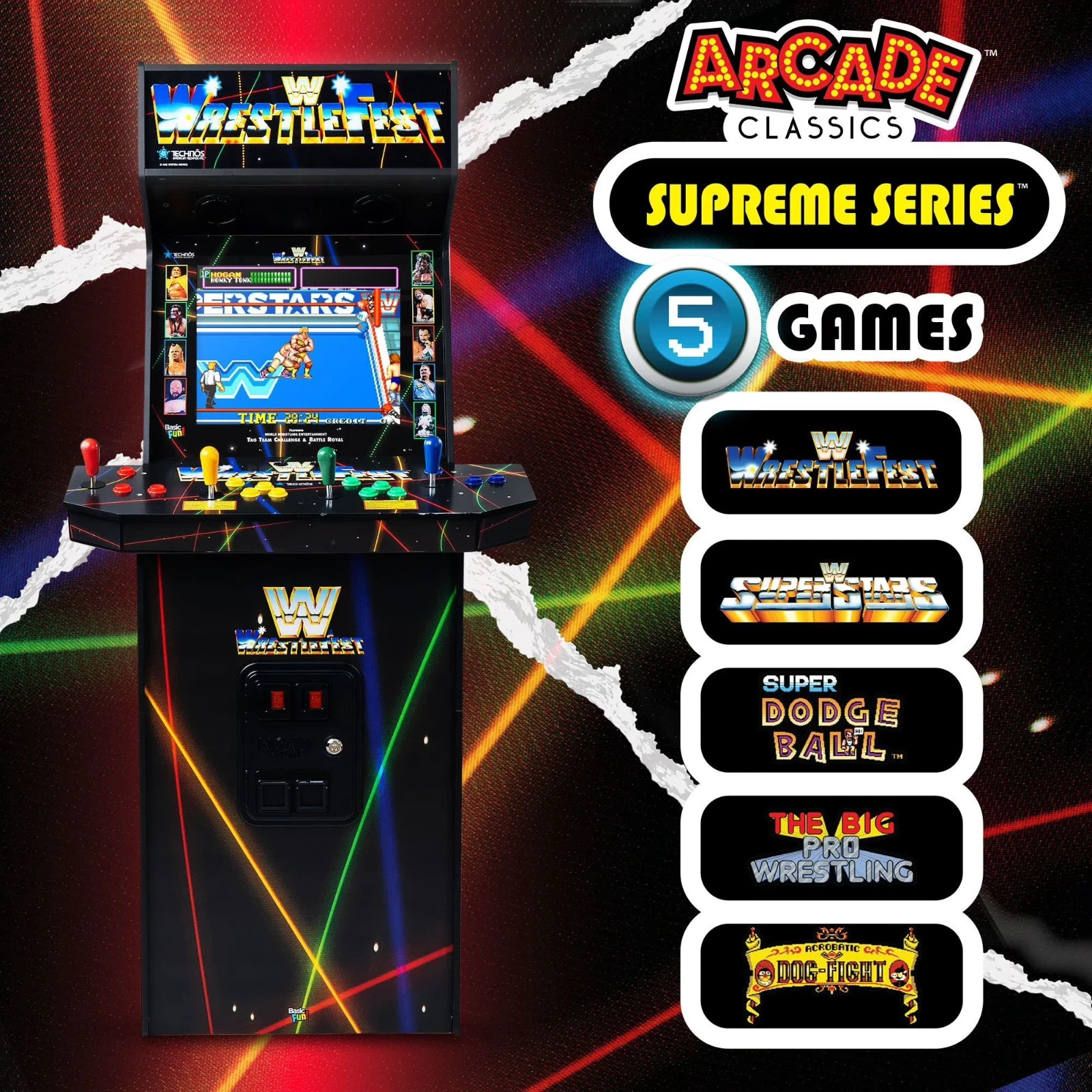 4 Player WWE Supreme Series Premium Arcade Cabinet, 5 Games Included