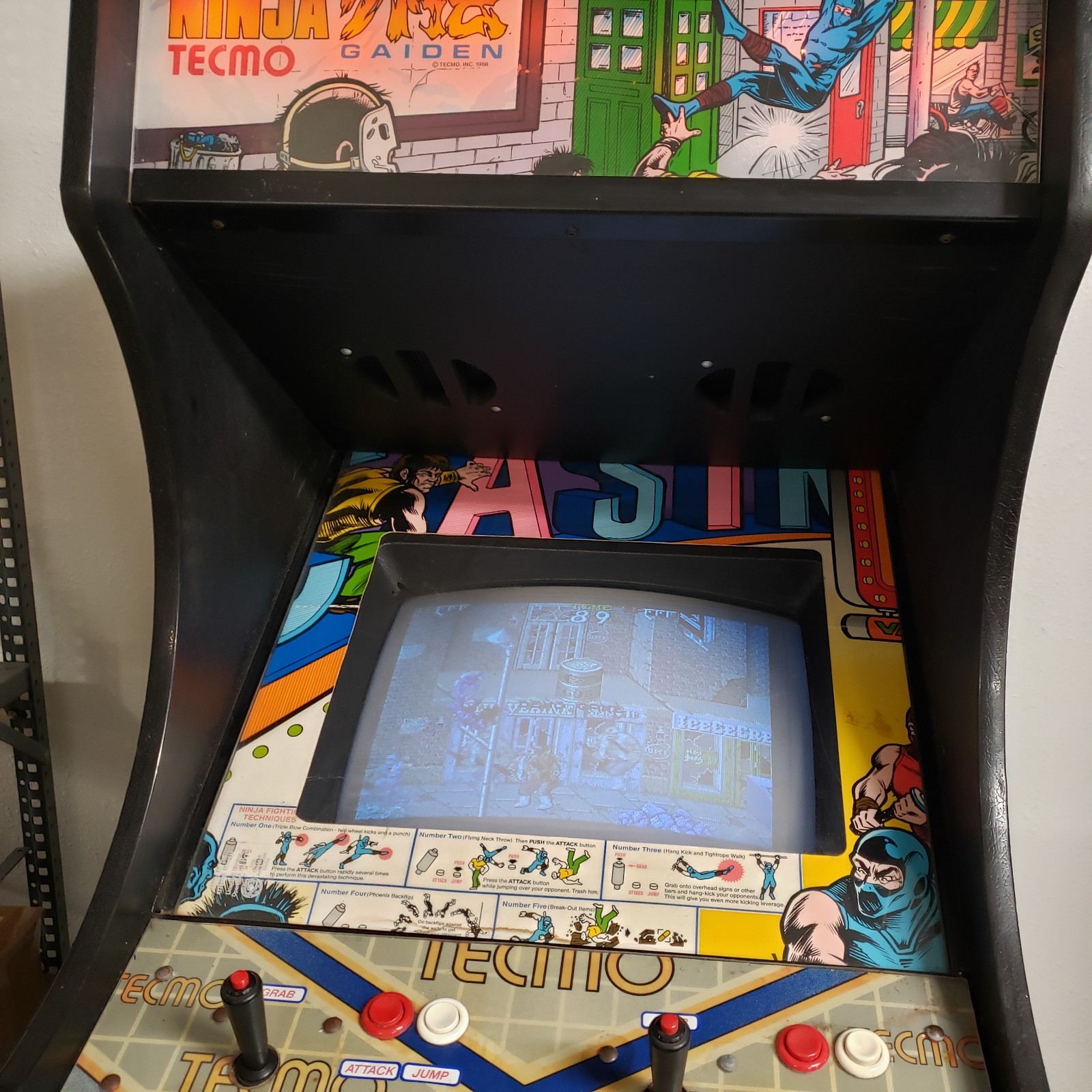 Vintage Tecmo Ninja Gaiden Arcade Cabinet Game 1988 – Tested Working Screen Wave
