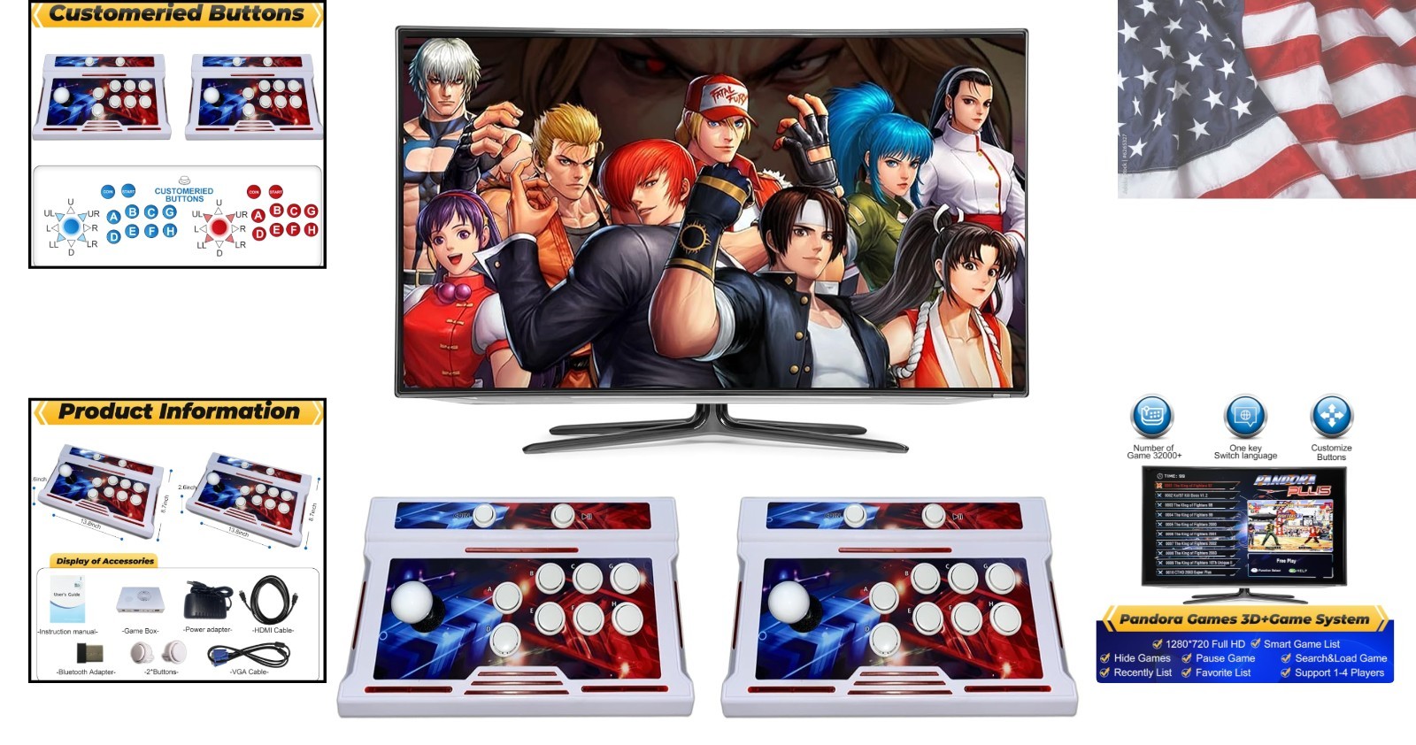 Pandora’s Box Console 32000 Arcade Games in 1, Two Separate joysticks，Bluetoo…