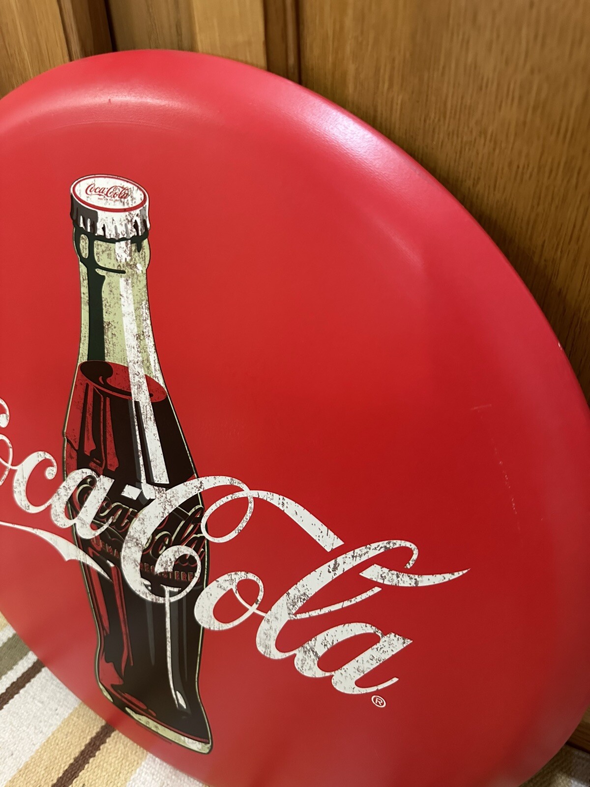 Coca Cola Button Sign Metal Bottle Bar Pub Gas Oil Vintage Style Wall Decor