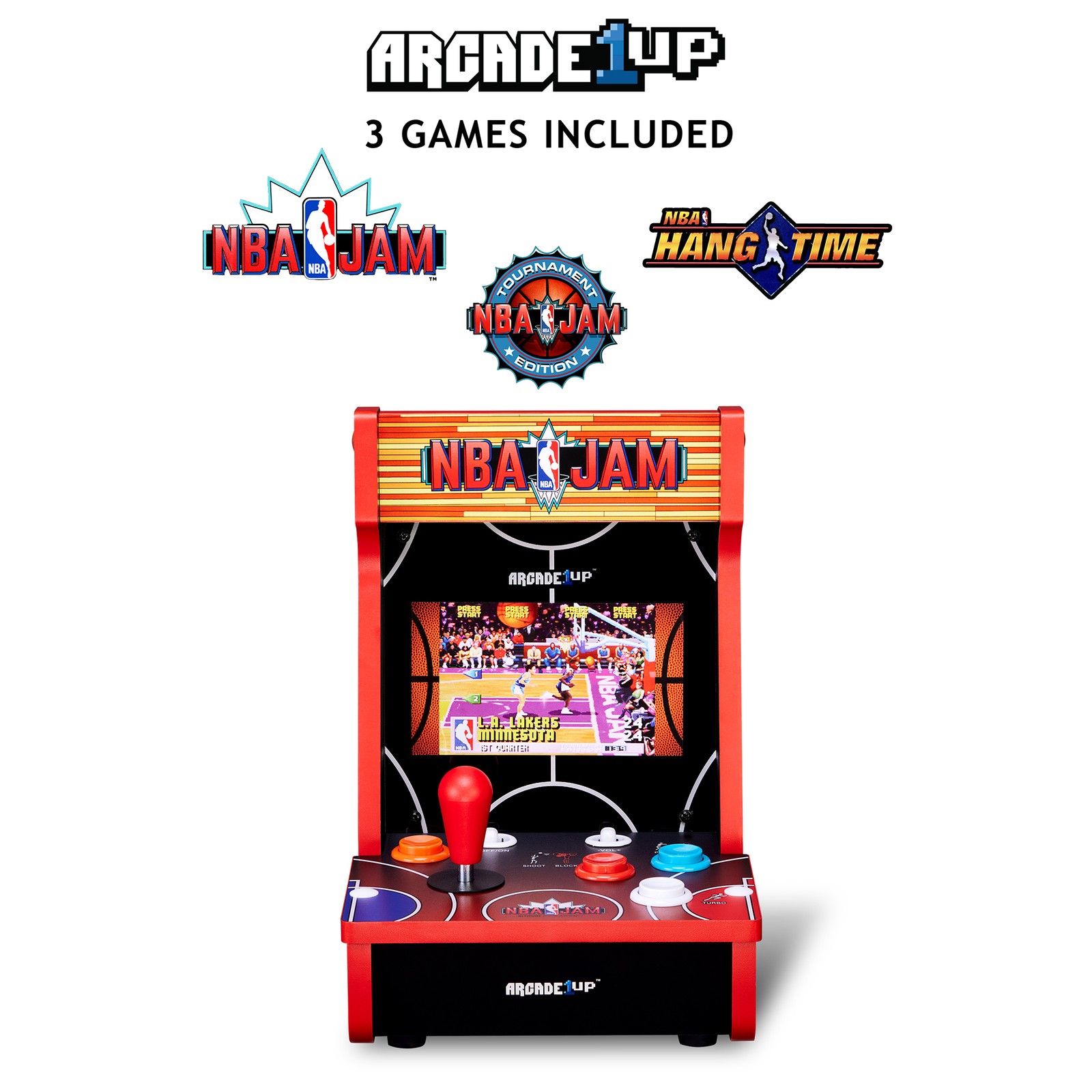 Arcade1Up NBA JAM Countercade Arcade w/3 Games, 7″ LCD Screen & Light-Up Marquee