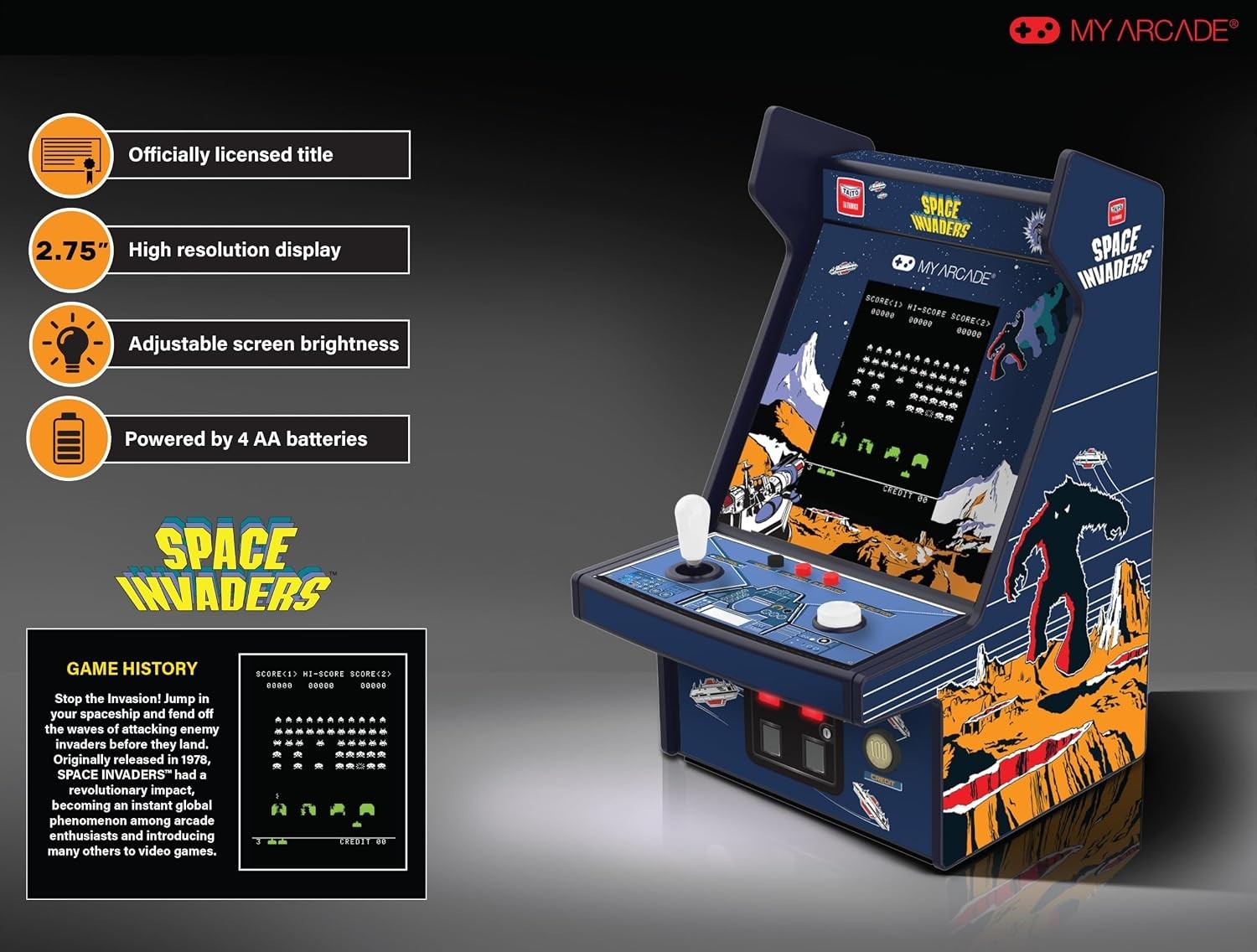 Compact Space Invaders Arcade: Portable Collector’s Item