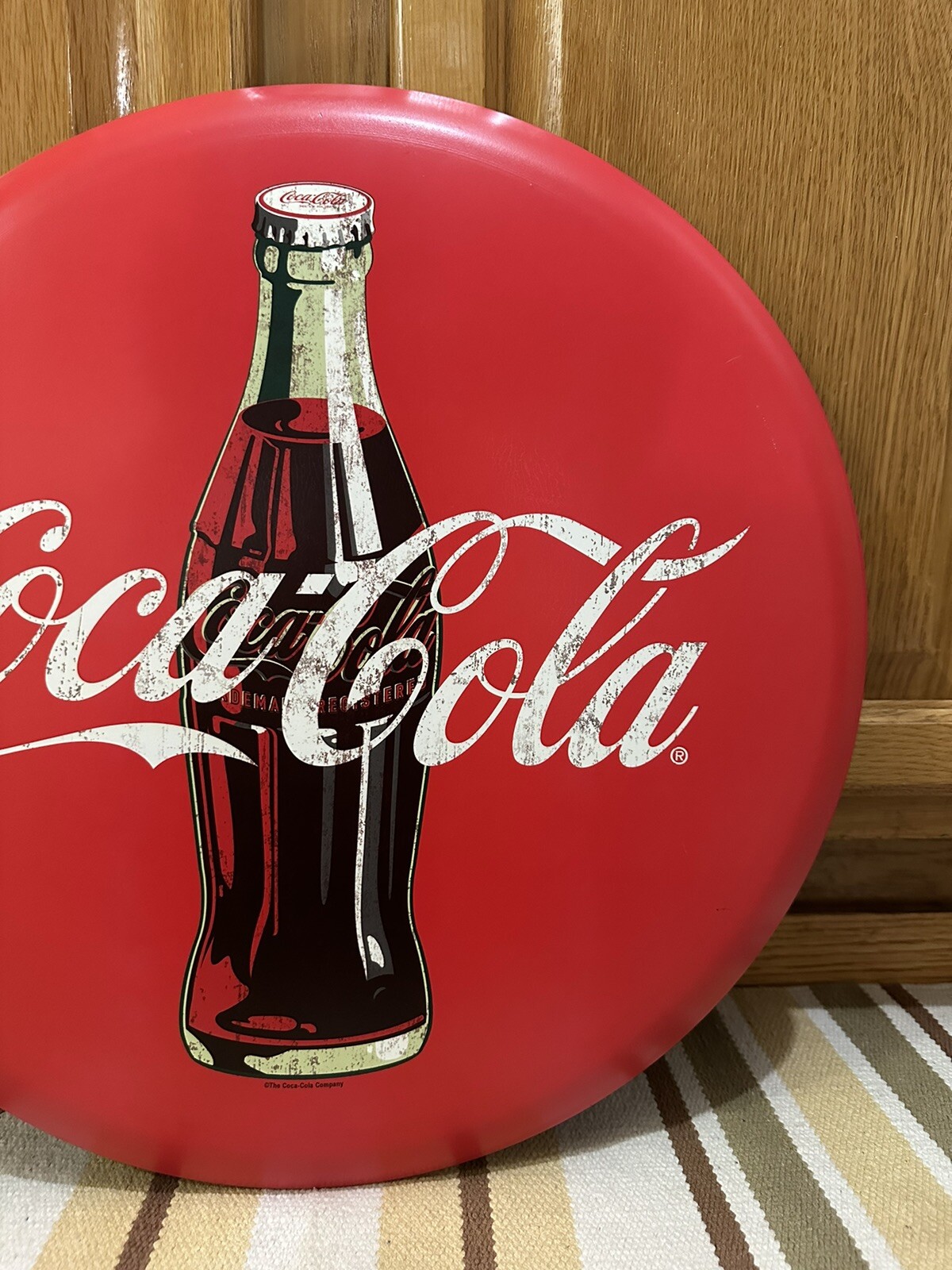 Coca Cola Button Sign Metal Bottle Bar Pub Gas Oil Vintage Style Wall Decor