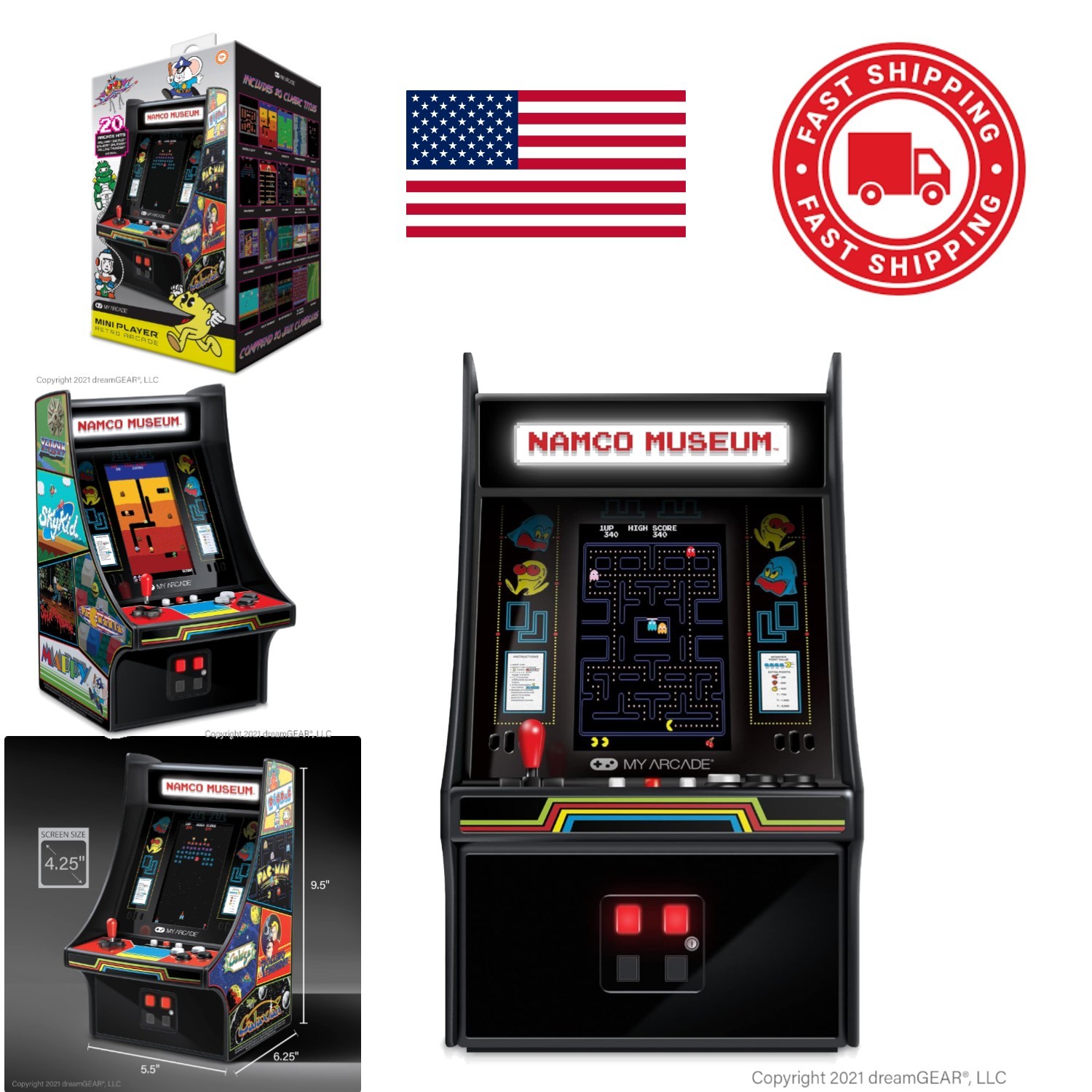 Compact 10 Inch Arcade Player with 20 Classic Games for Endless Entertainment
