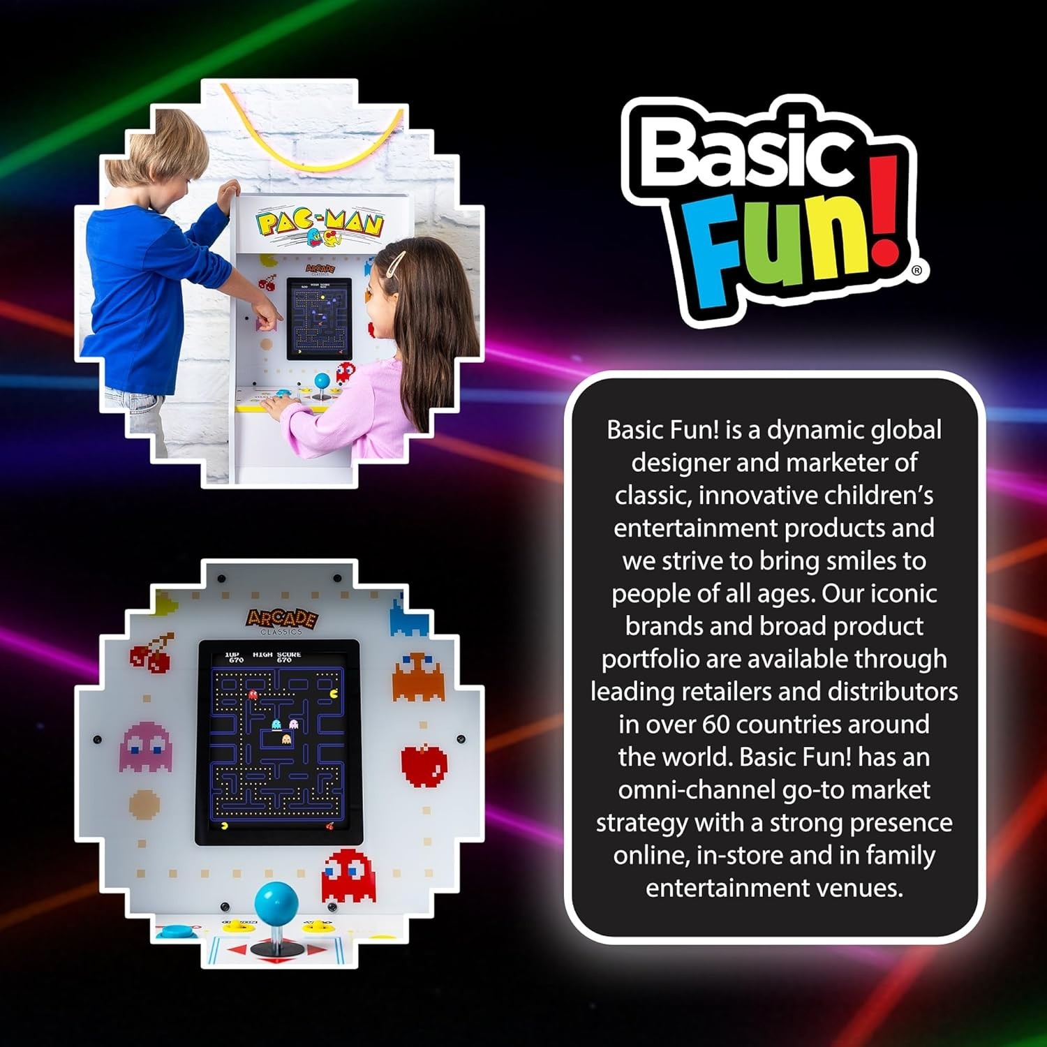 Pac Man Jr Series Free Standing Machine, 3 Games, 8″ Liquid Crystal Screen – …